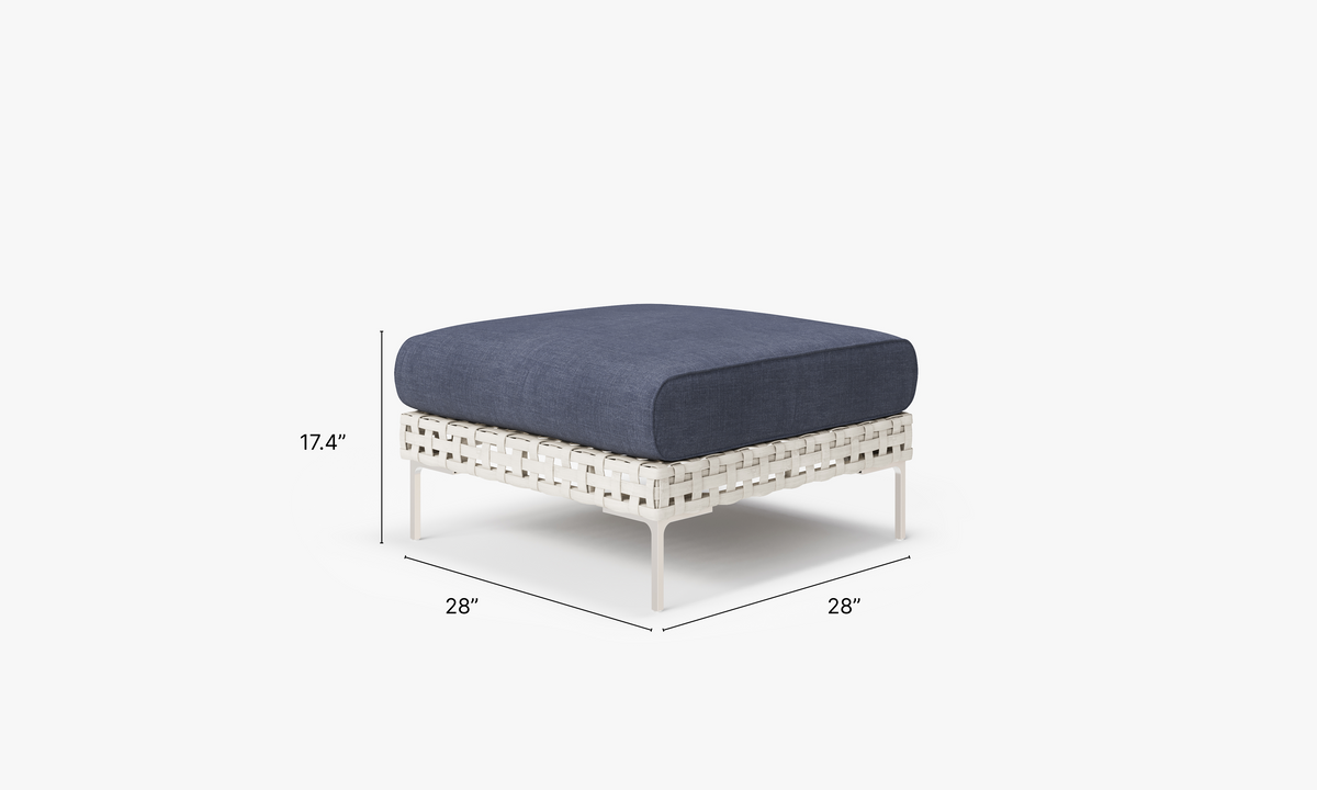 Open Weave Wicker Outdoor Ottoman in Deep Sea Navy #color_deep sea navy