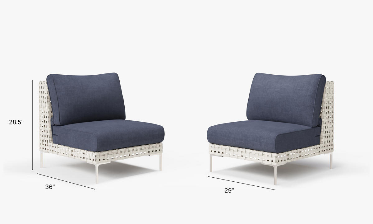 Open Weave Wicker Outdoor Armless Chair Conversation Set in Deep Sea Navy #color_deep sea navy