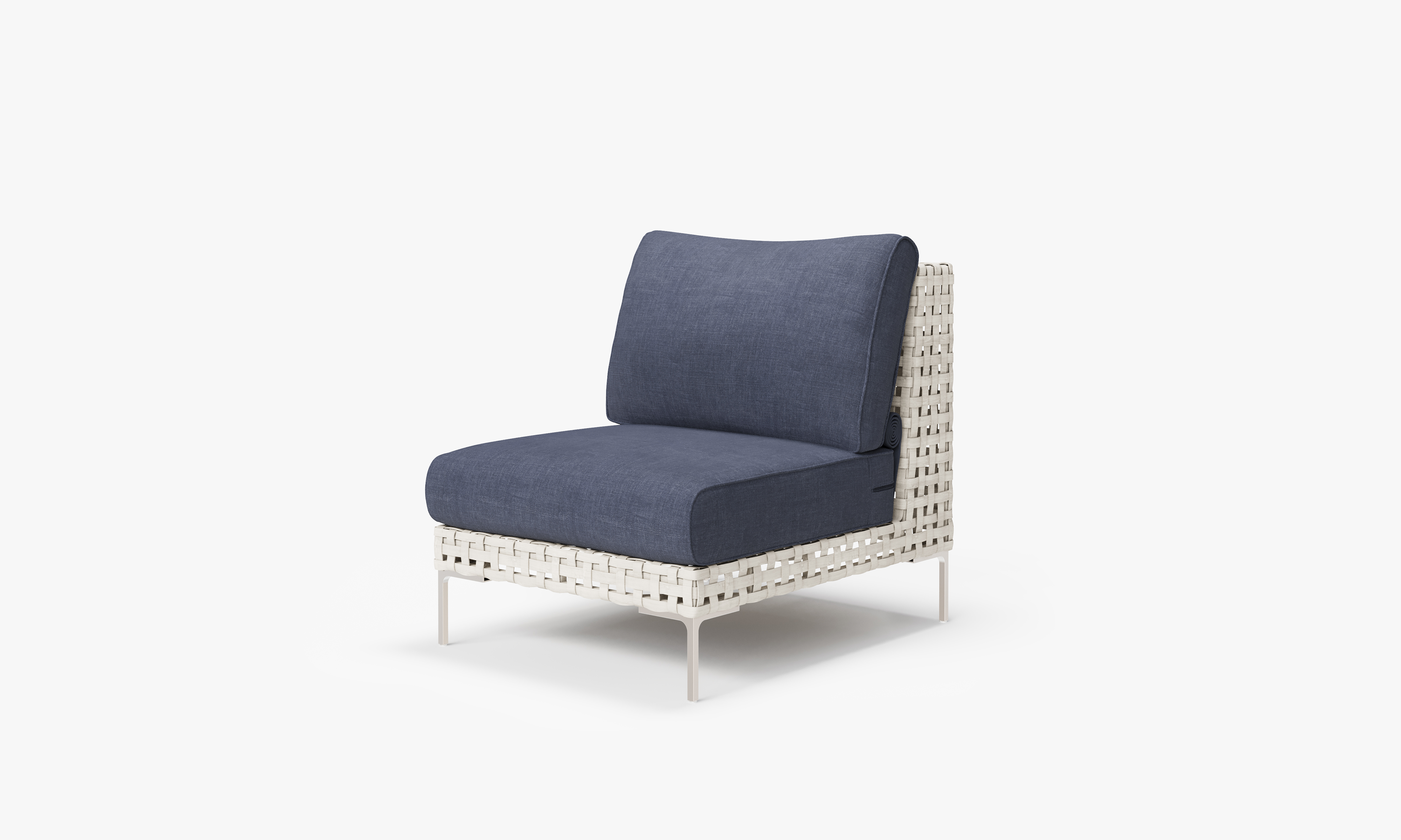 Open Weave Wicker Armless Chair in Deep Sea Navy #color_deep sea navy
