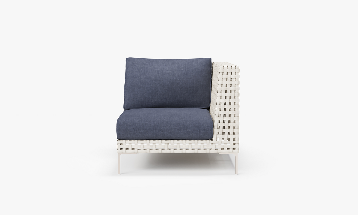 Open Weave Wicker Outdoor Corner Chair - Left/Right in Deep Sea Navy #color_deep sea navy