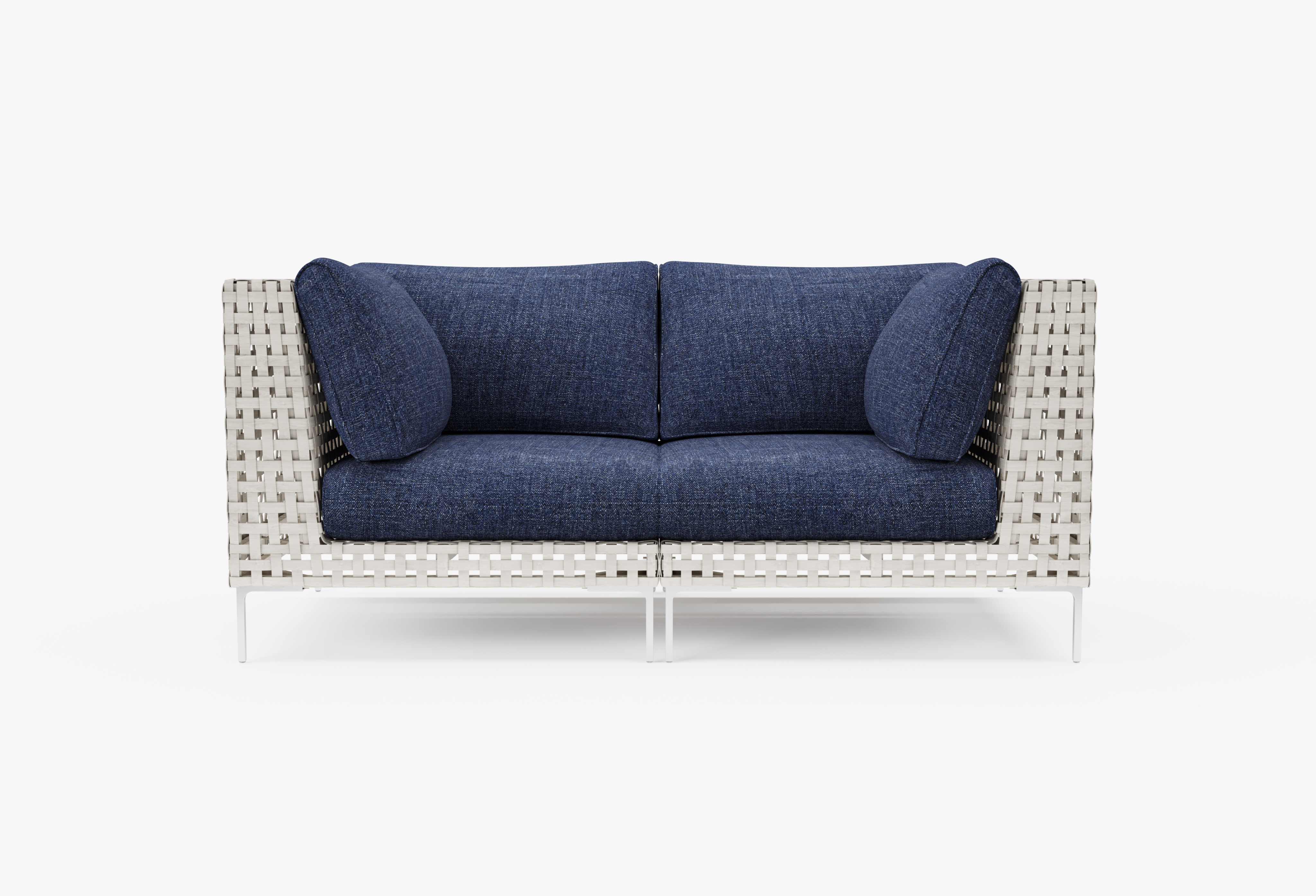 Open Weave Wicker Outdoor Loveseat in Deep Sea Navy #color_deep sea navy