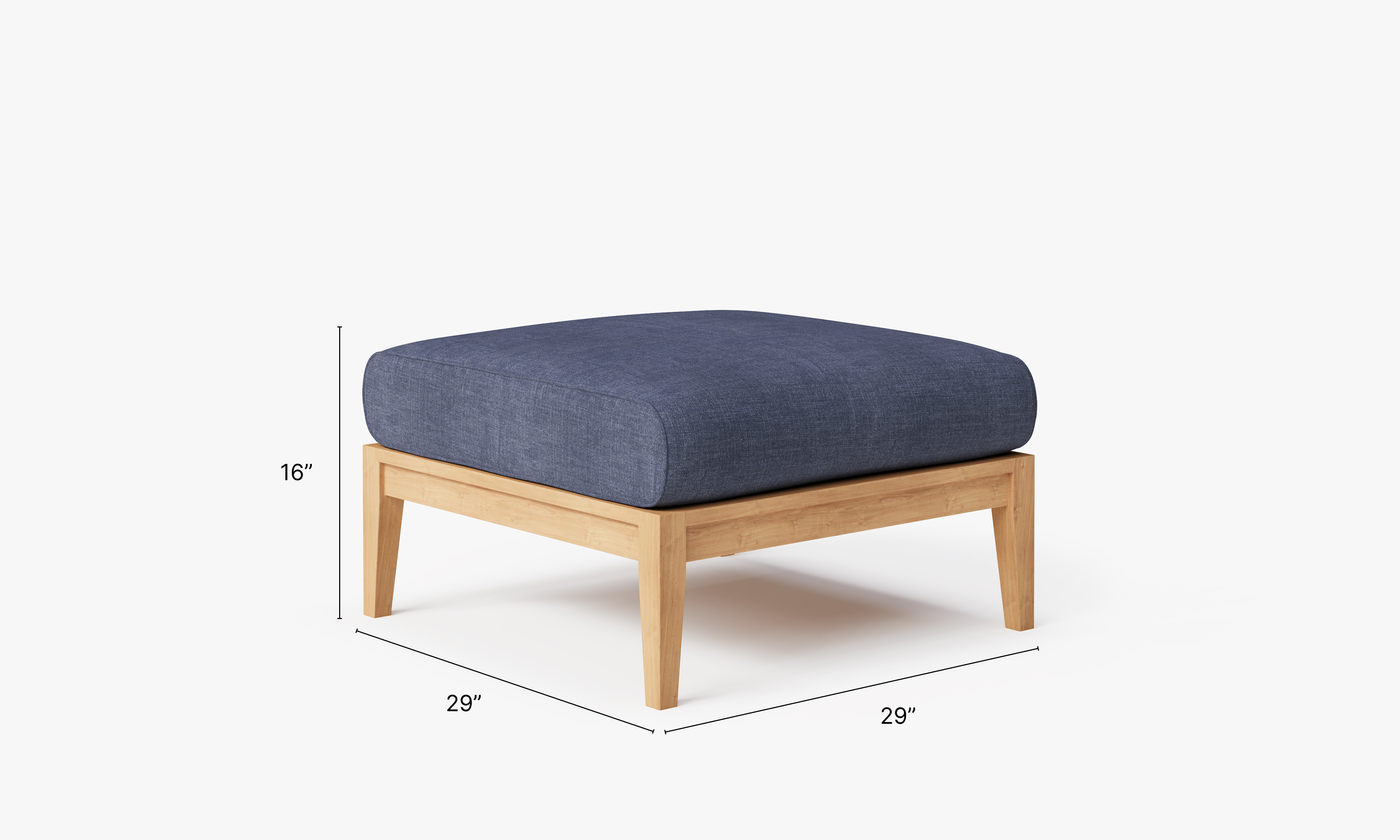 A multifunctional teak outdoor sofa featuring a sturdy teak frame with navy blue cushions, designed for comfortable and stylish outdoor seating.-teak outdoor sofa-outer #color_deep sea navy