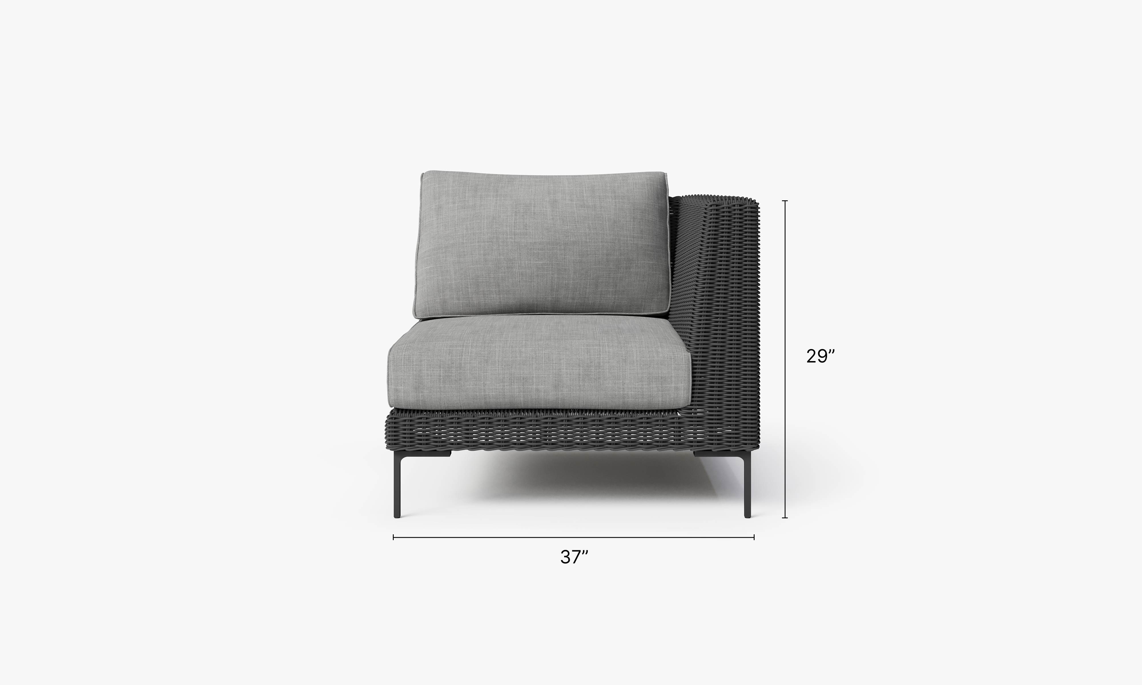 Black Wicker Outdoor Corner Chair - Left/Right #color_pacific fog gray
