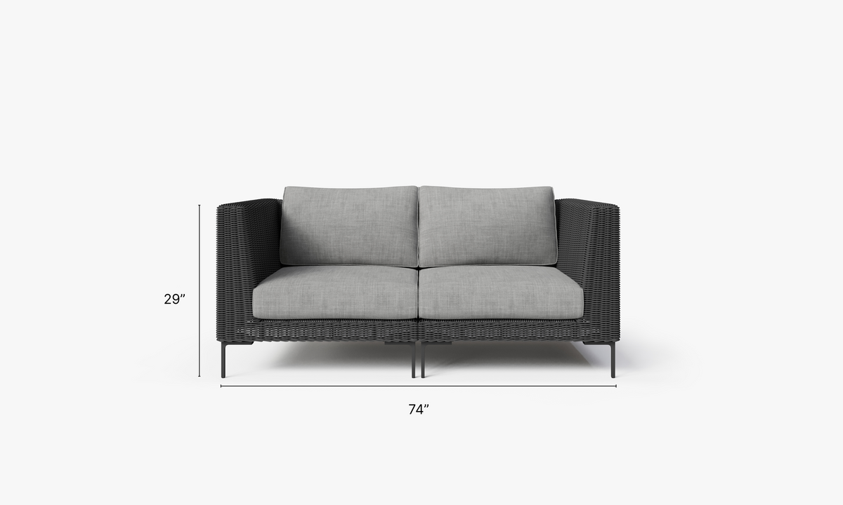 Black Wicker Outdoor Loveseat #color_pacific fog gray
