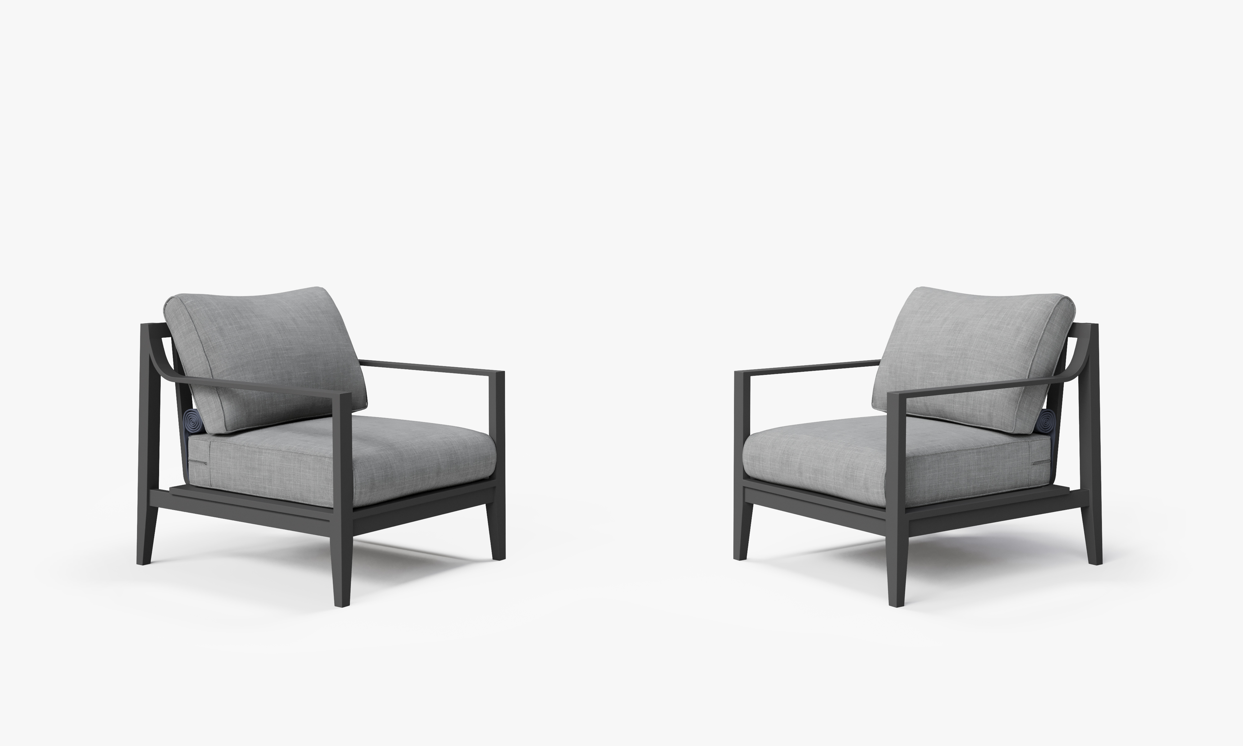 Charcoal Aluminum Outdoor Armchair Conversation Set, front. Comfortable, durable, and weather resistant outdoor seating with memory foam. #color_pacific fog gray