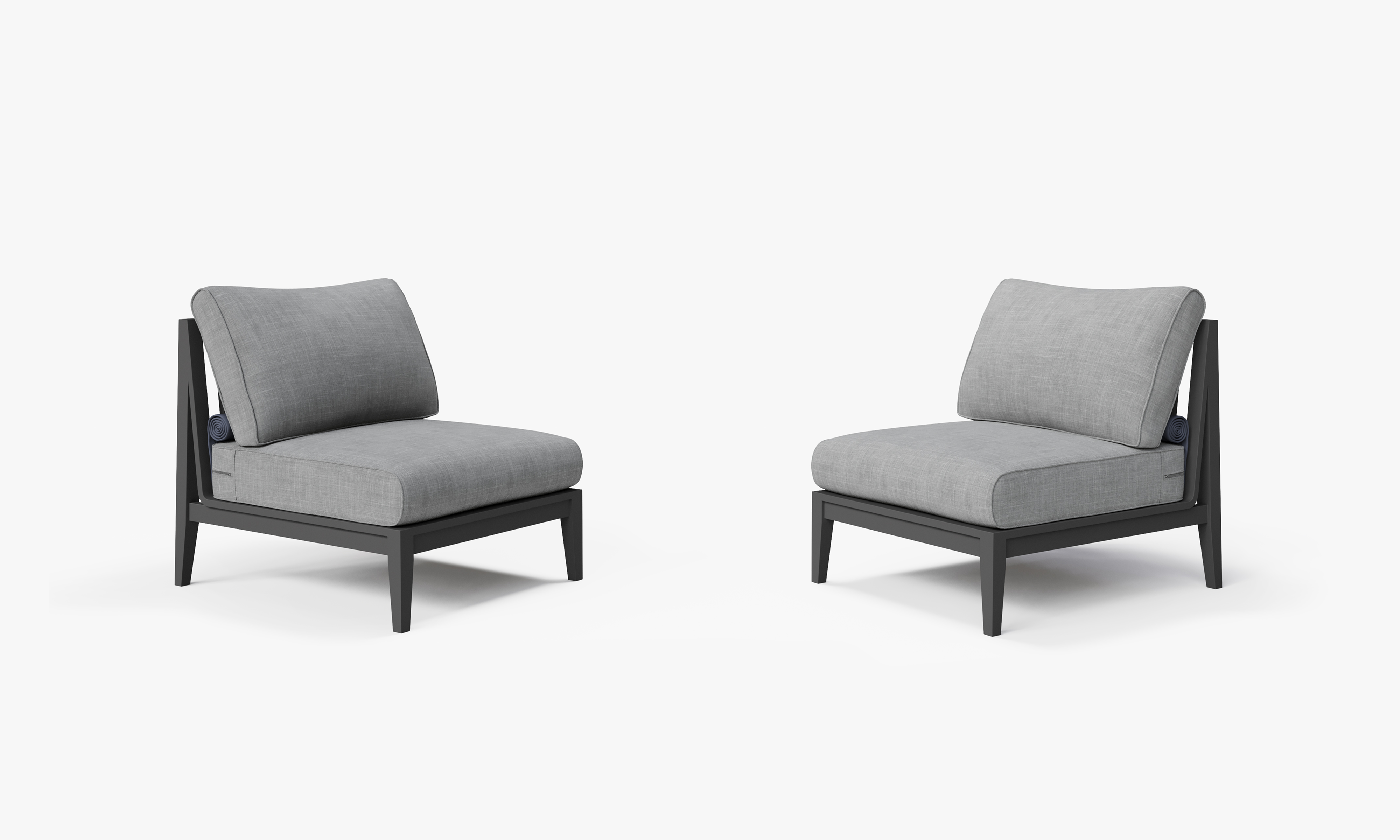 Charcoal Aluminum Outdoor Armless Chair Conversation Set, front. Comfortable, durable, and weather resistant outdoor seating with memory foam. #color_pacific fog gray