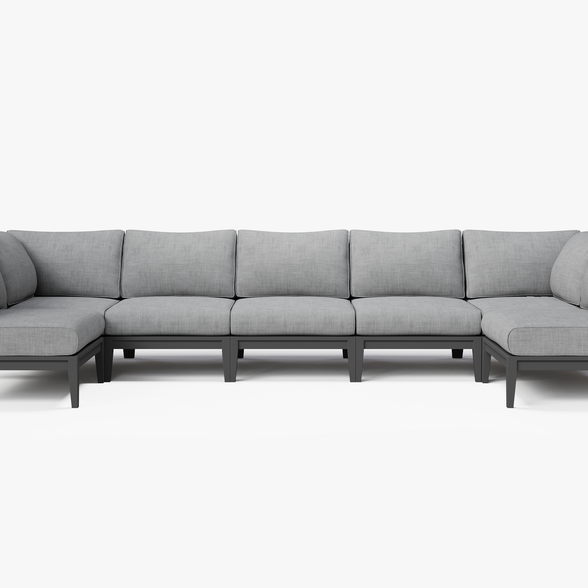 Charcoal Aluminum Outdoor U Sectional - 7 Seat | Outer