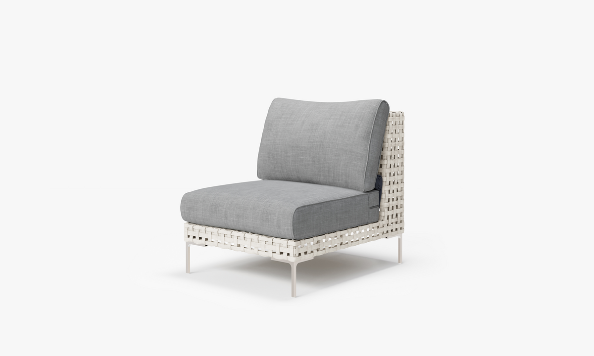 Open Weave Wicker Armless Chair in Pacific Fog Gray #color_pacific fog gray