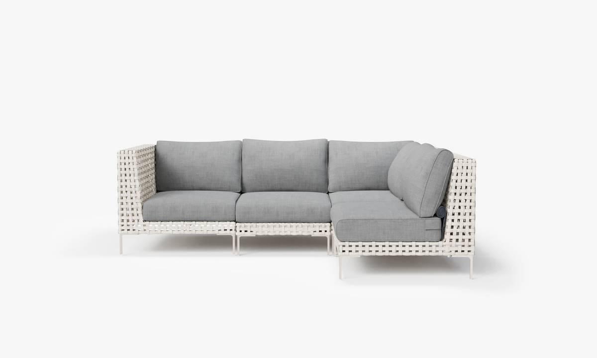 Open Weave Wicker Outdoor L Sectional - 4 Seat in Pacific Fog Gray #color_pacific fog gray