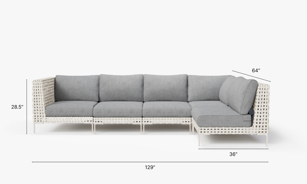 Open Weave Wicker Outdoor L Sectional - 5 Seat in Pacific Fog Gray #color_pacific fog gray