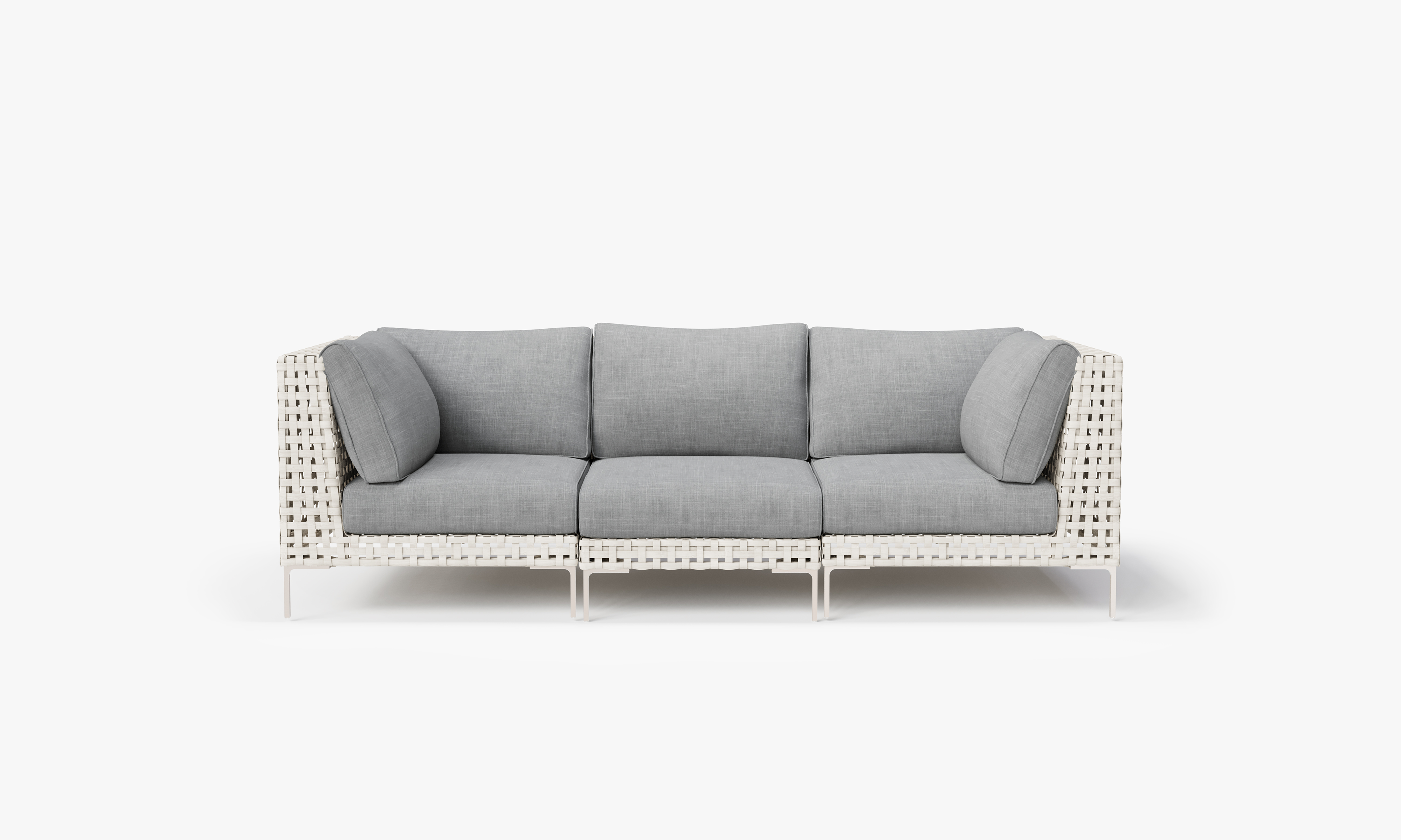 Open Weave Wicker Outdoor Sofa - 3 Seat in Pacific Fog Gray #color_pacific fog gray