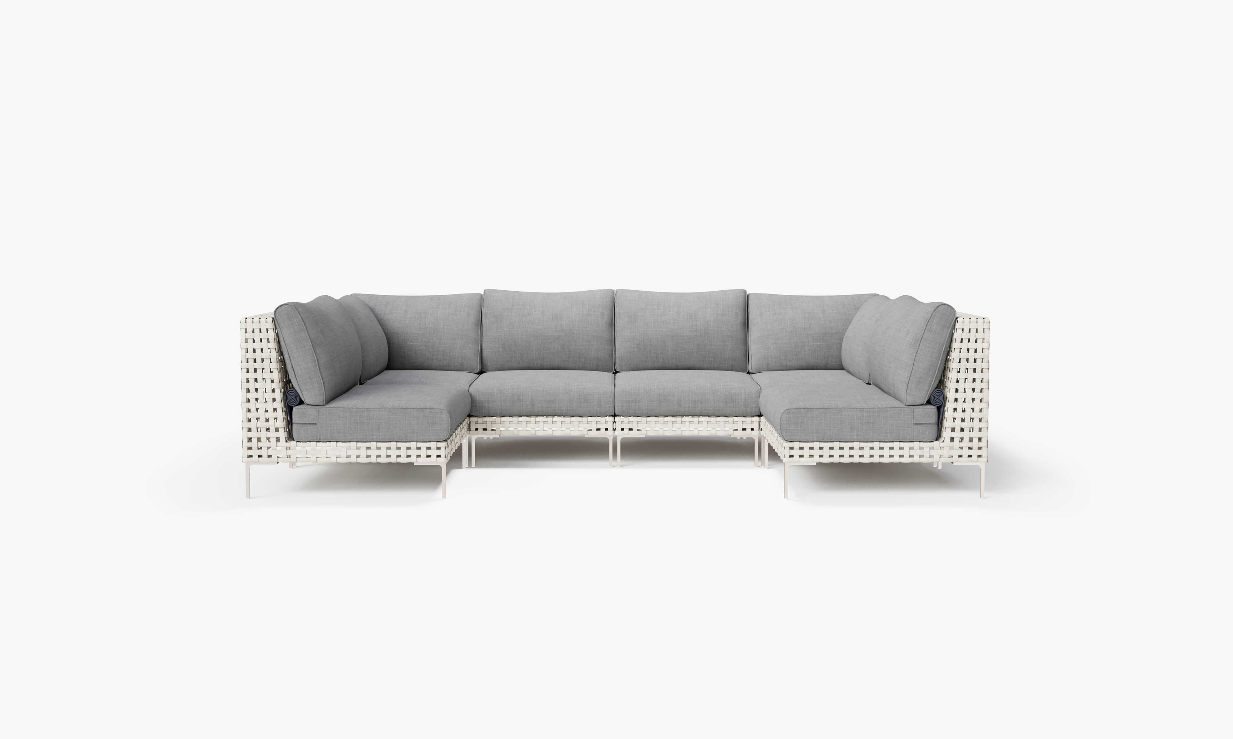 Open Weave Wicker U Sectional - 6 Seat in Pacific Fog Gray #color_pacific fog gray