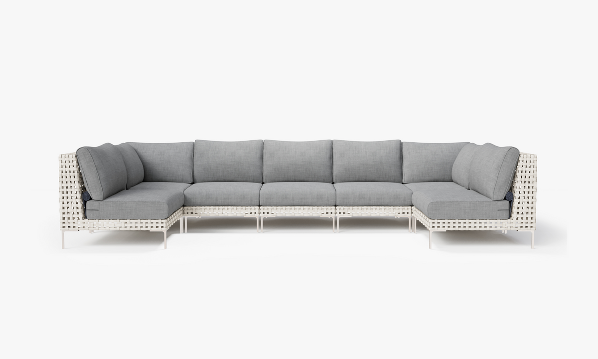 Open Weave Wicker U Sectional - 7 Seat in Pacific Fog Gray #color_pacific fog gray