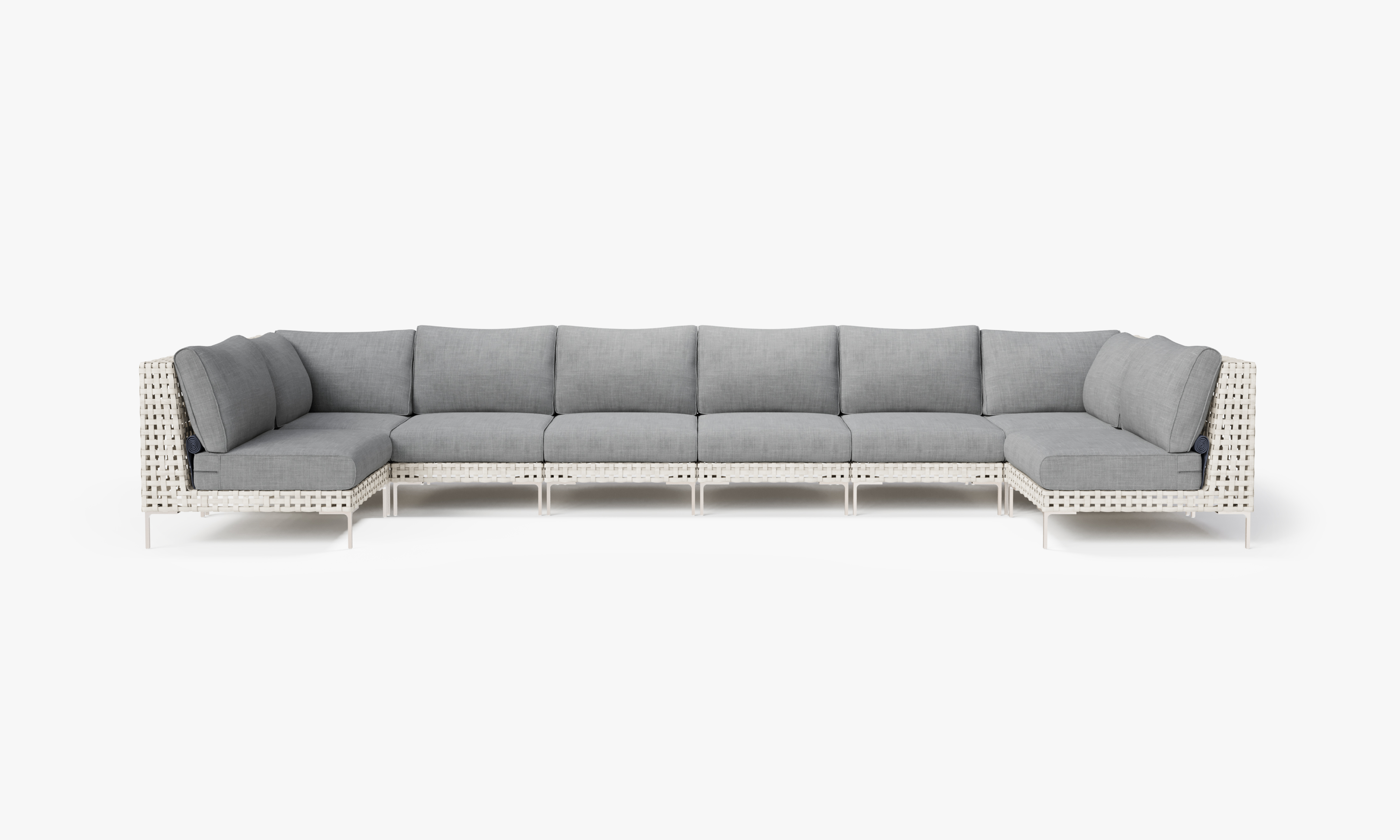 Open Weave Wicker U Sectional - 8 Seat in Pacific Fog Gray #color_pacific fog gray