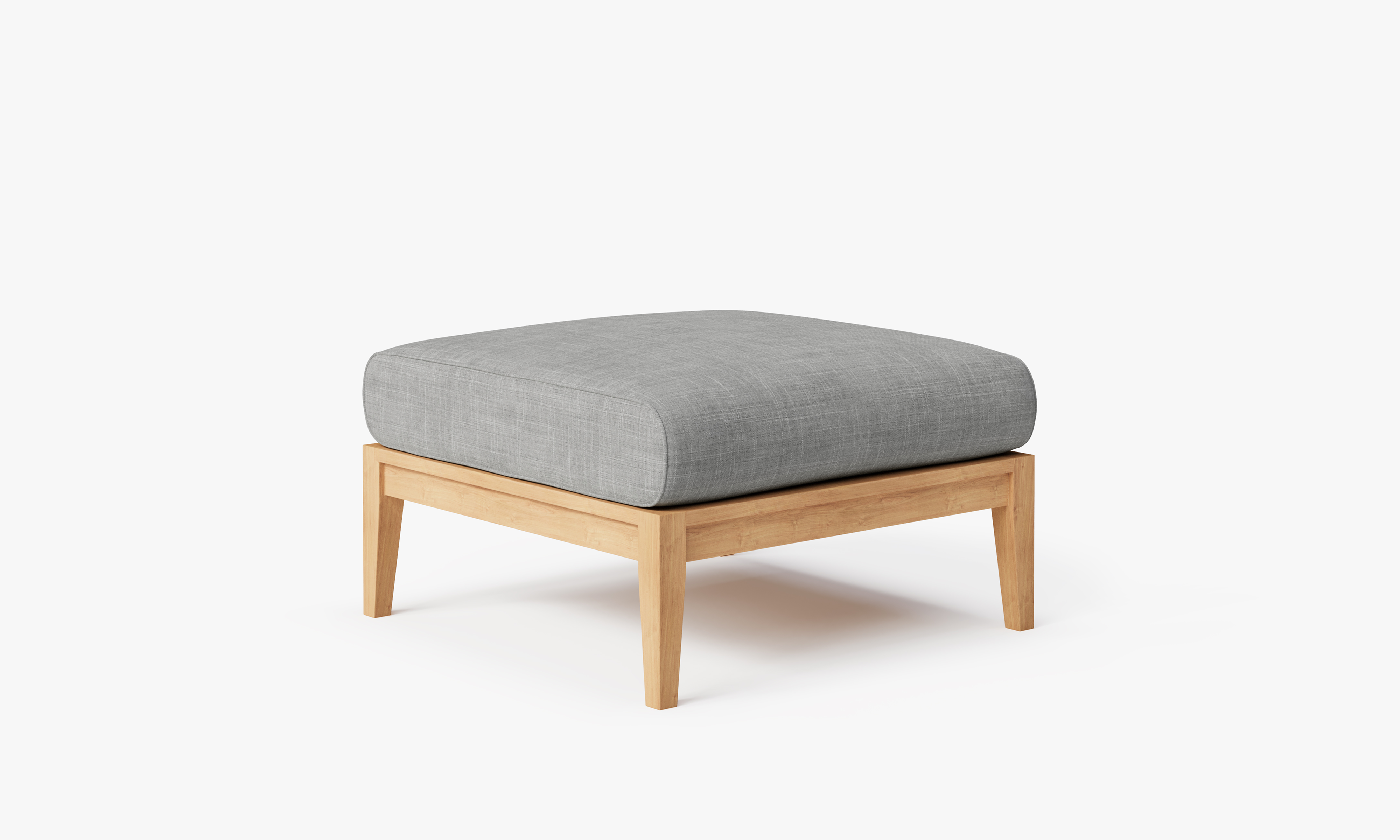 Teak multifunctional outdoor sofa with gray cushions, featuring a sturdy wooden frame and a matching ottoman for versatile seating and relaxation.-teak outdoor sofa-outer #color_pacific fog gray