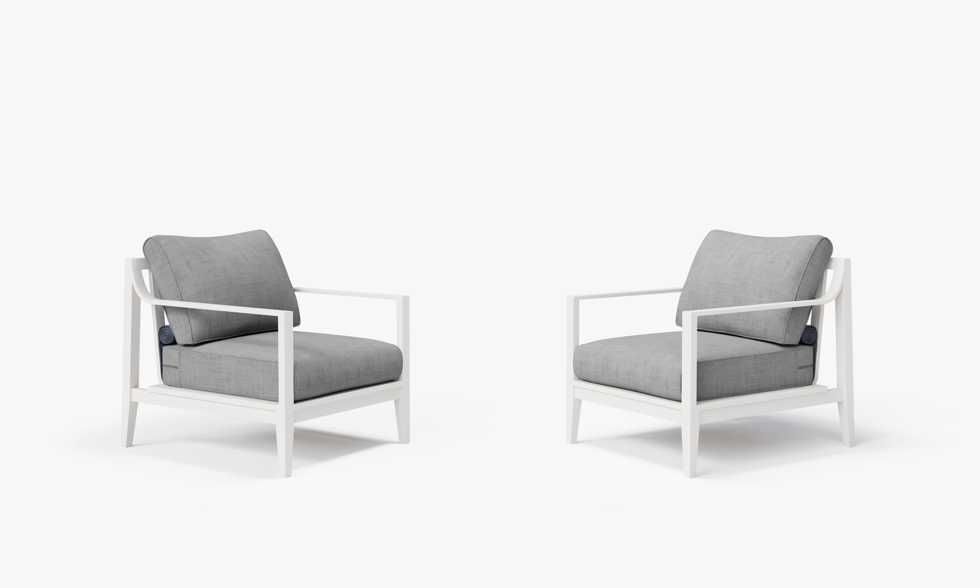 White Aluminum Outdoor Armchair Conversation Set, front. Comfortable, durable, and weather resistant outdoor seating with memory foam. #color_pacific fog gray