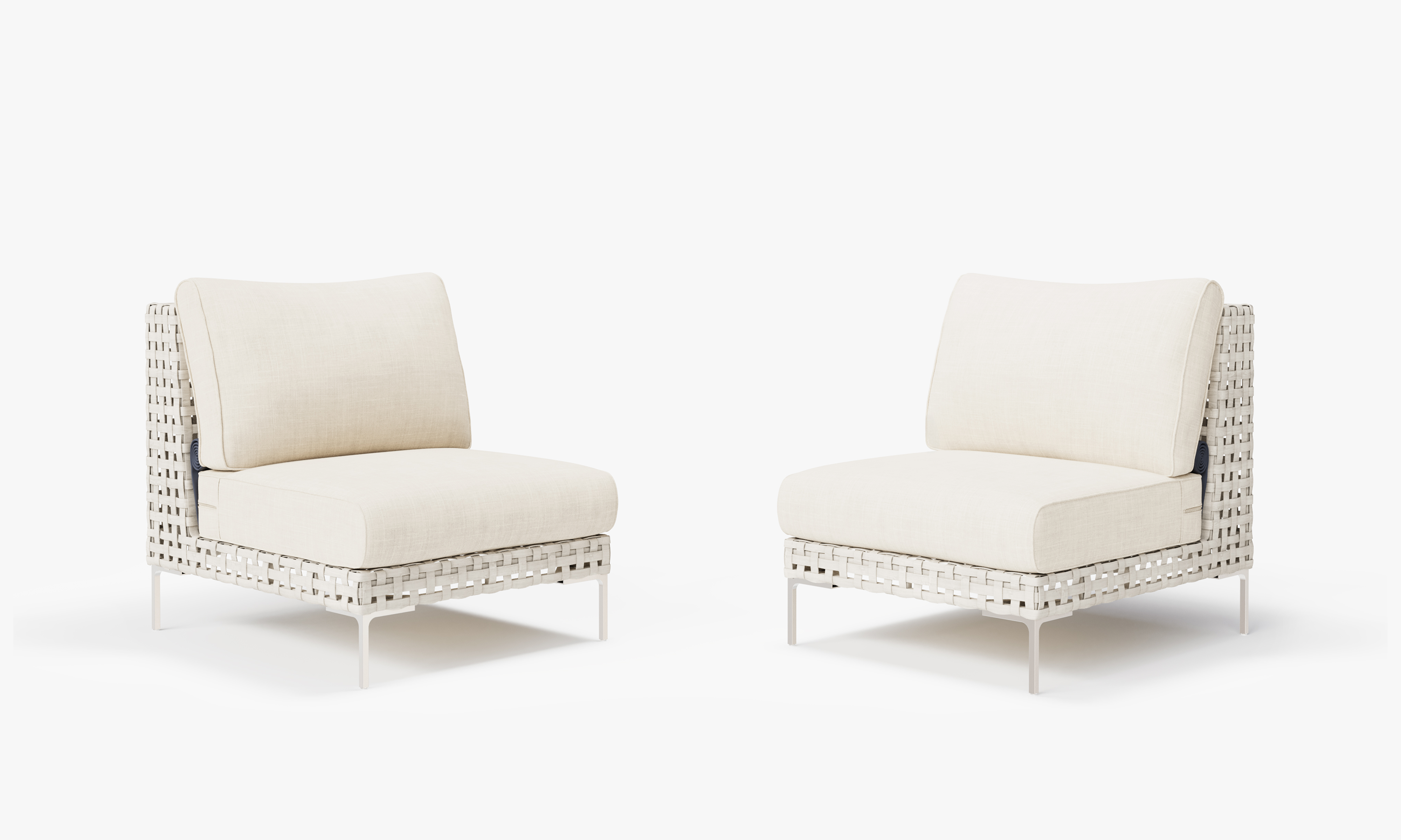 Open Weave Wicker Outdoor Armless Chair Conversation Set in Palisades Cream #color_palisades cream