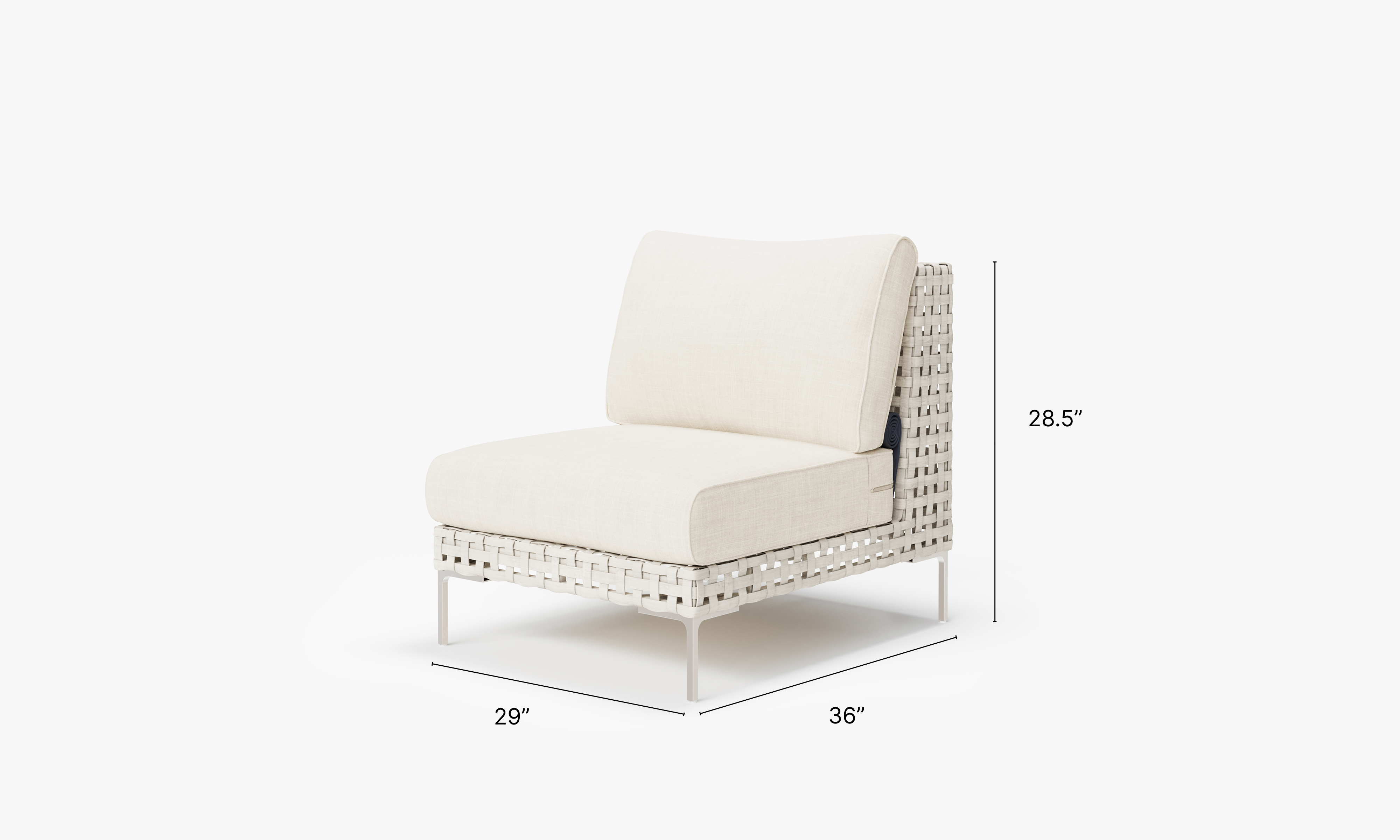 Open Weave Wicker Armless Chair in Palisades Cream #color_palisades cream
