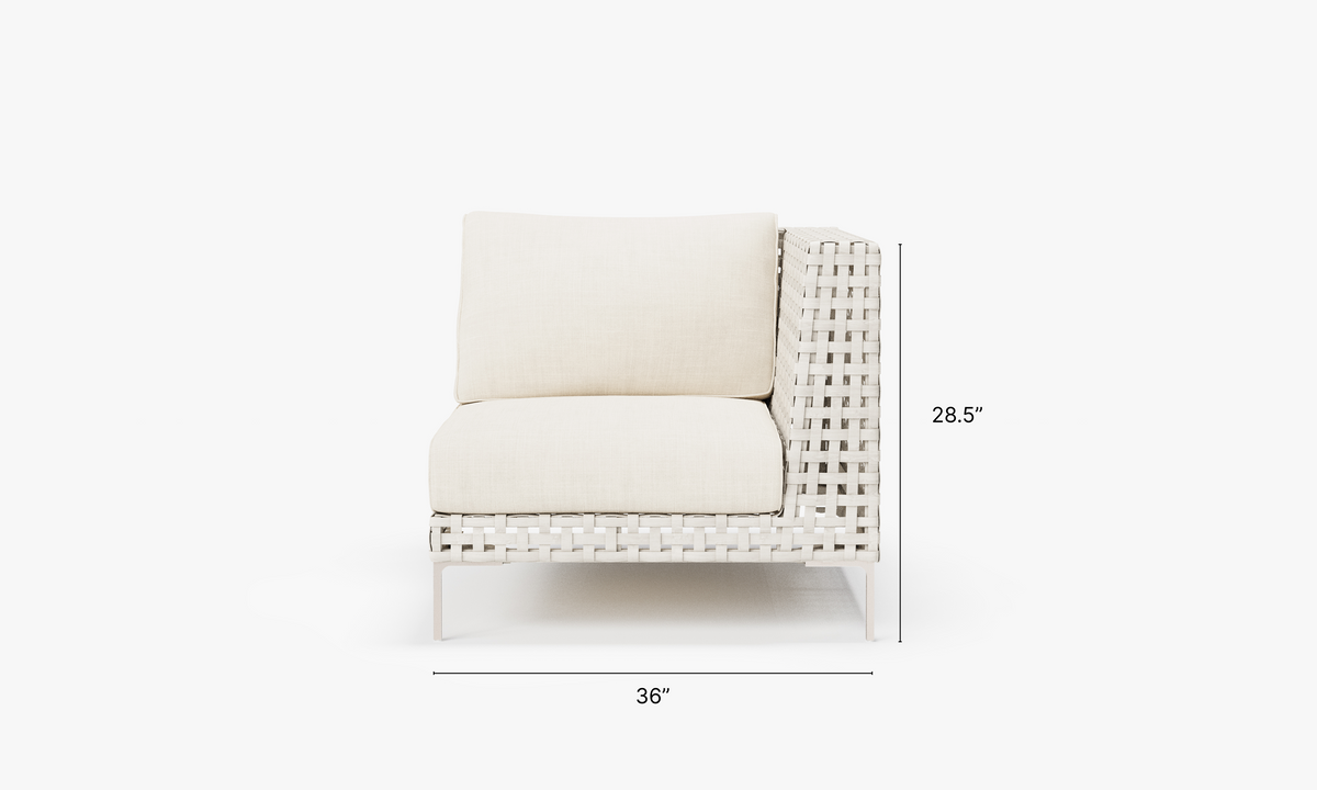 Open Weave Wicker Outdoor Corner Chair - Left/Right in Palisades Cream #color_palisades cream