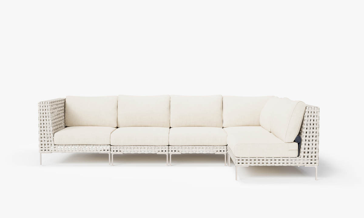 Open Weave Wicker Outdoor L Sectional - 5 Seat in Palisades Cream #color_palisades cream