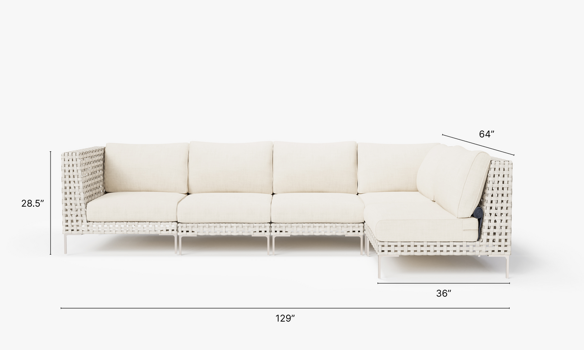 Open Weave Wicker Outdoor L Sectional - 5 Seat in Palisades Cream #color_palisades cream