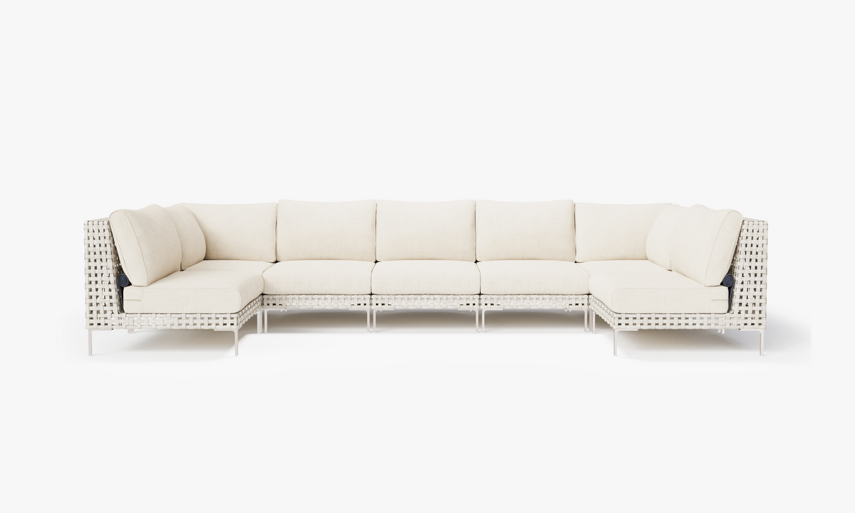 Open Weave Wicker U Sectional - 7 Seat in Palisades Cream #color_palisades cream