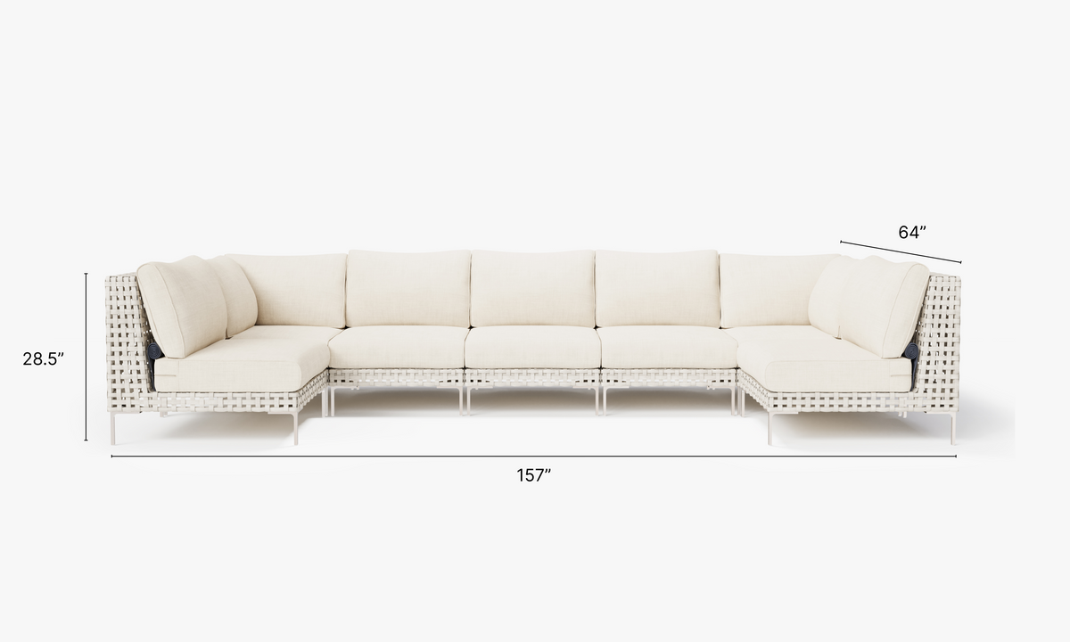 Open Weave Wicker U Sectional - 7 Seat in Palisades Cream #color_palisades cream