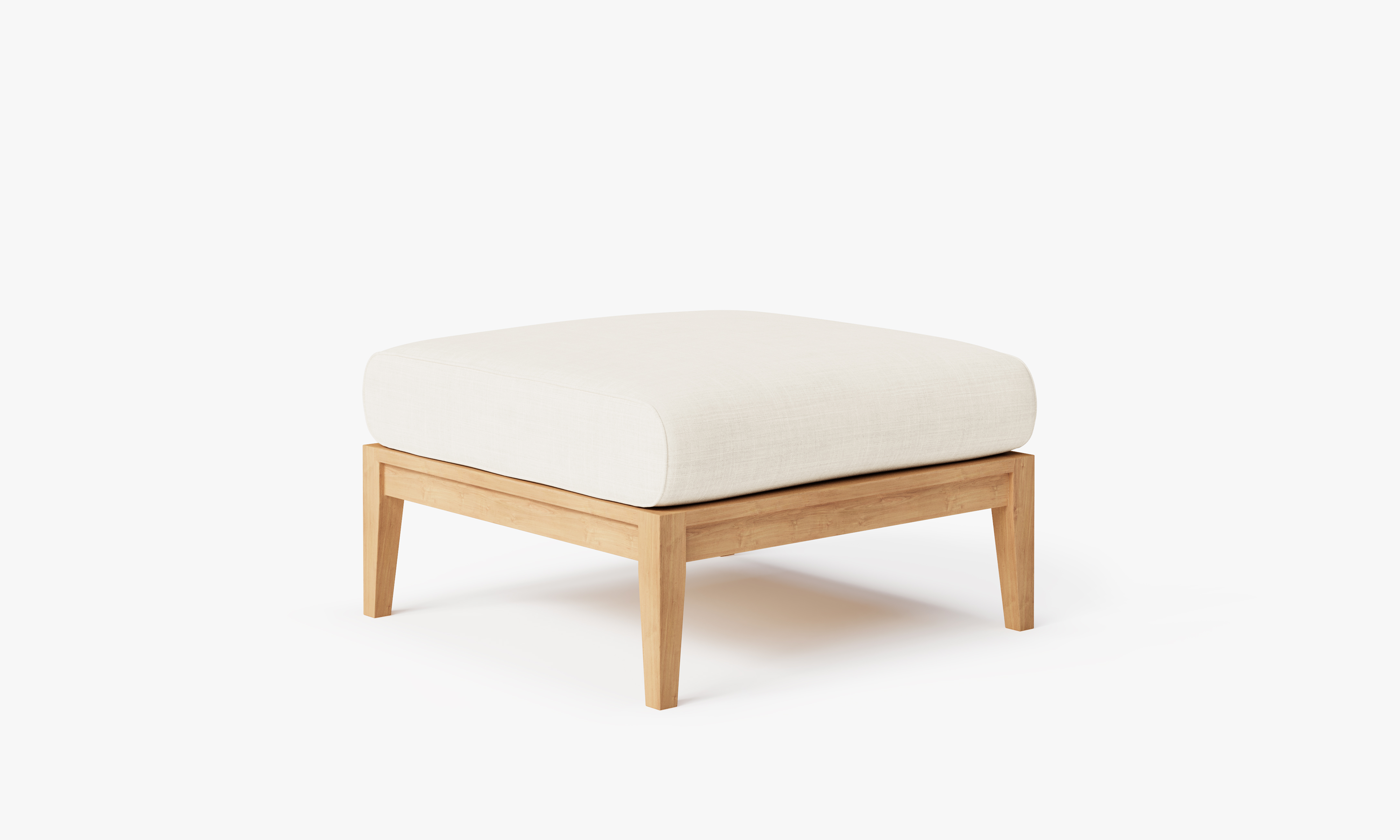Multifunctional teak outdoor sofa featuring a cream cushion and a matching ottoman, designed for comfortable and stylish outdoor seating.-teak outdoor sofa-outer #color_palisades cream