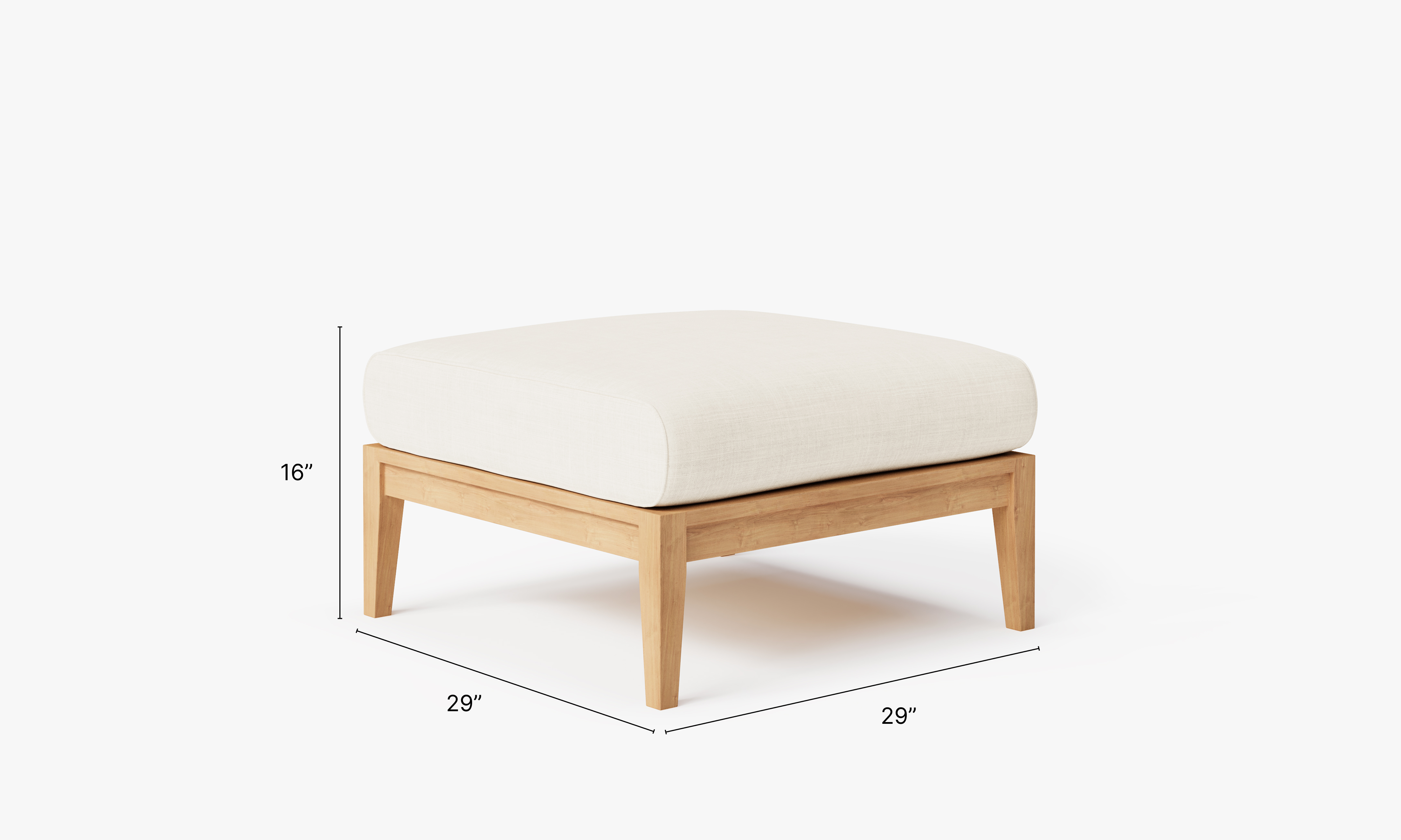 Teak outdoor multifunctional sofa with cream cushions and a matching ottoman, designed for versatile outdoor use.-teak outdoor sofa-outer #color_palisades cream