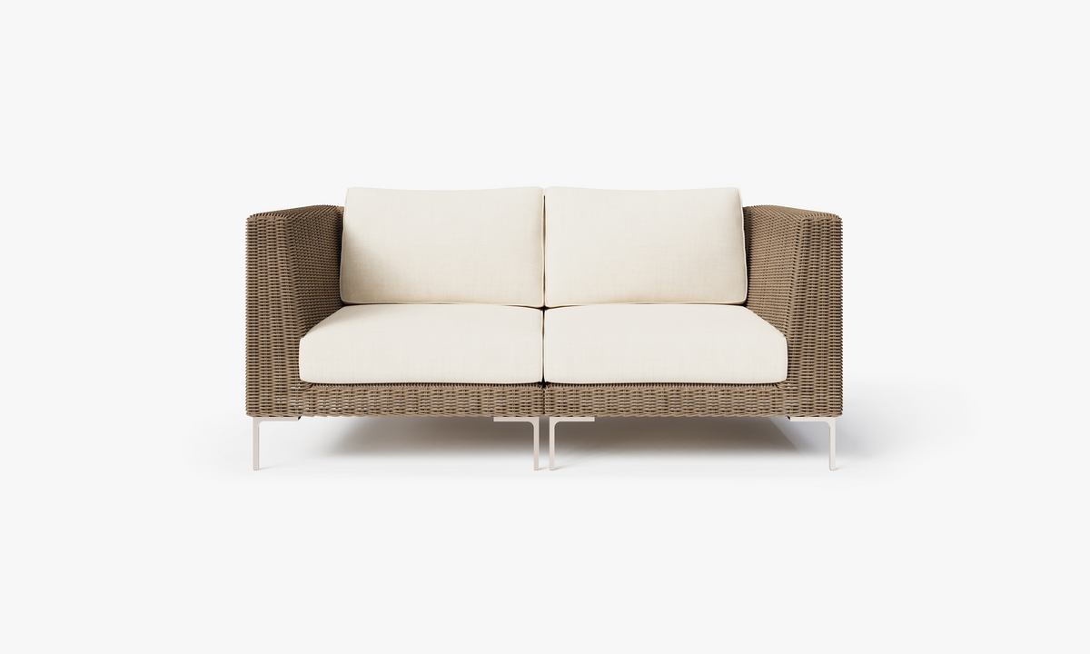 Handwoven Brown Wicker Outdoor Loveseat