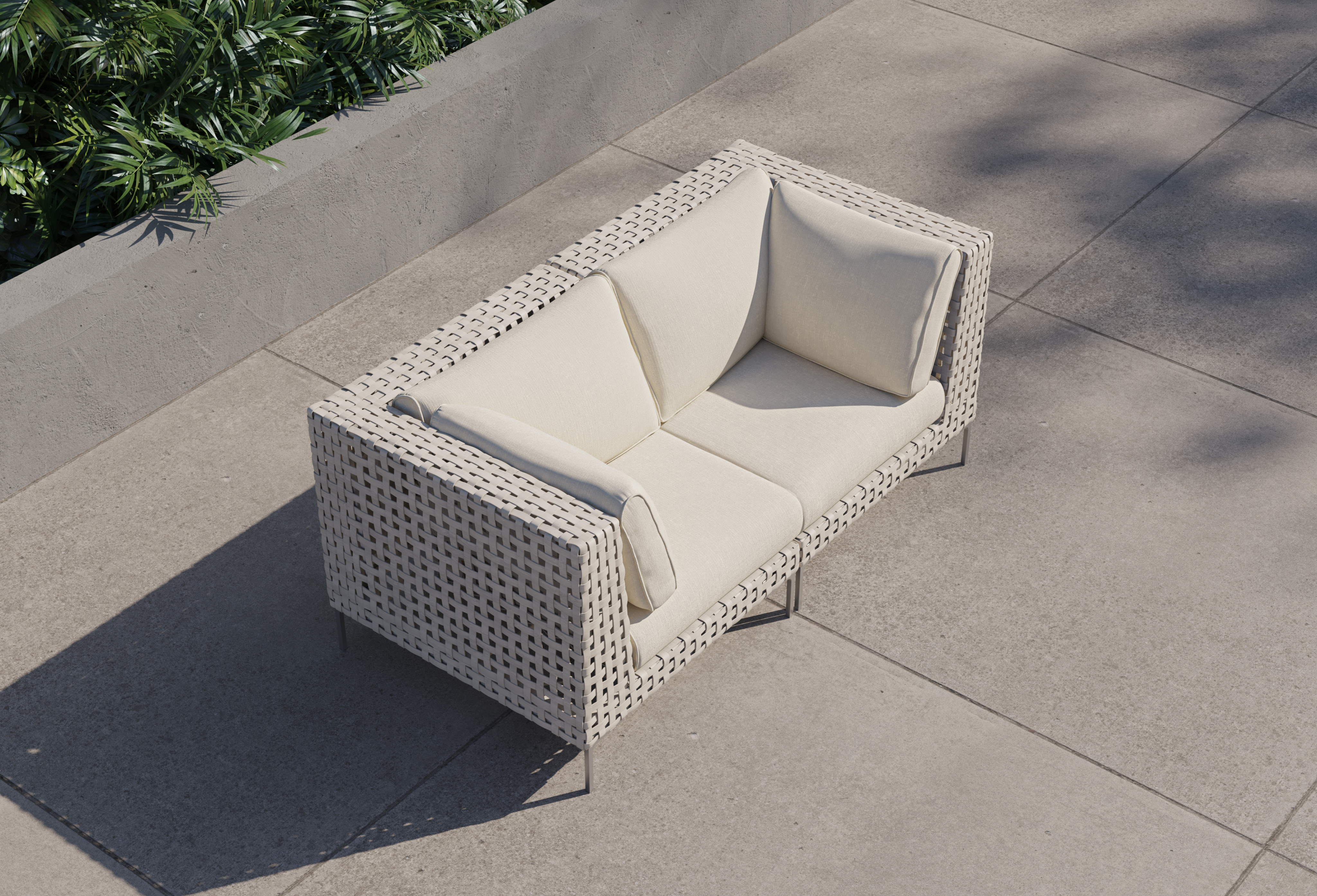 Open Weave Wicker Outdoor Loveseat #color_palisades cream