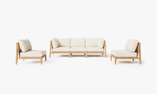 bambus couch outdoor Outer Teak Outdoor Sofa with Armless Chairs - 5 Seat