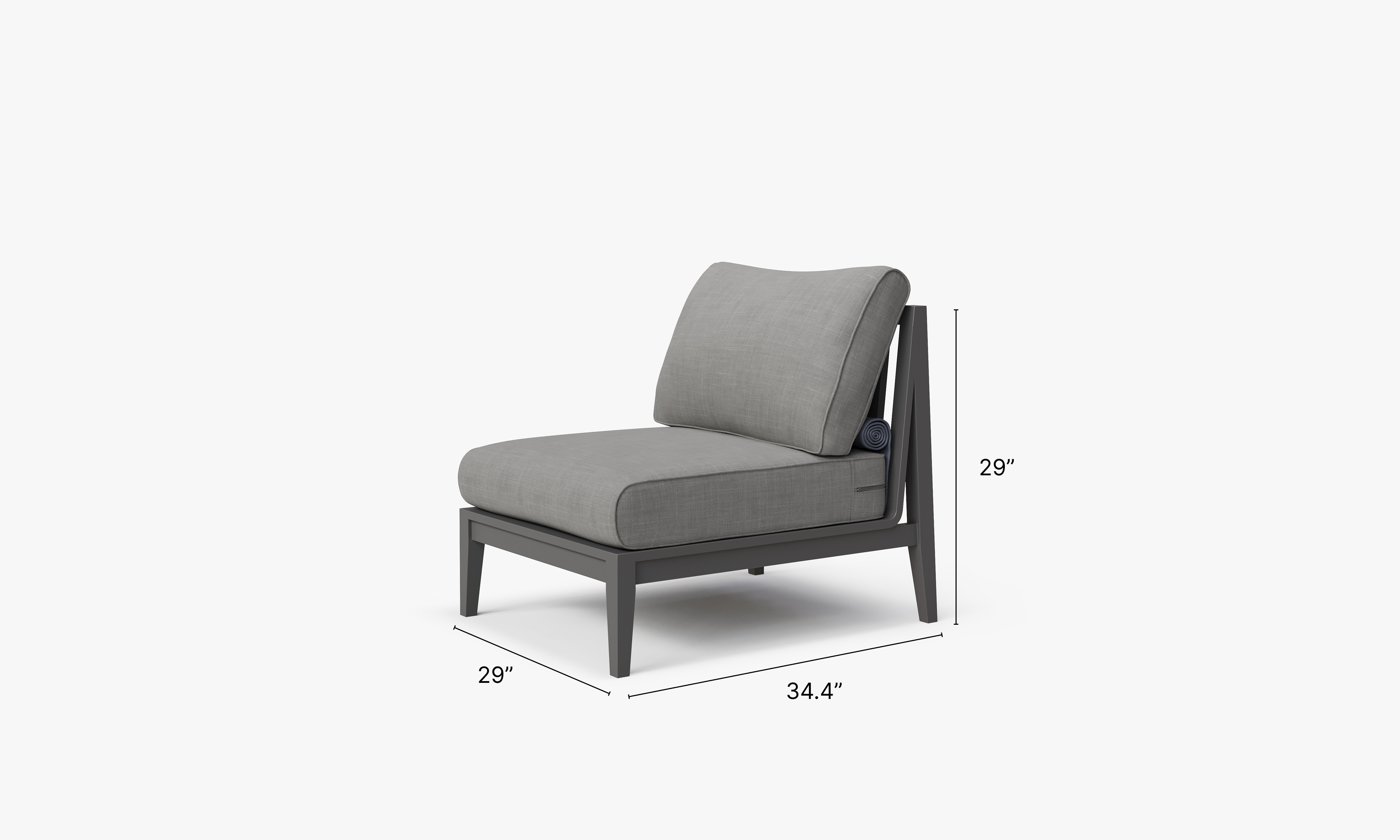 Charcoal Aluminum Outdoor Armless Chair dimensions in inches, also listed under Dimensions and Weights. #color_dark pebble gray