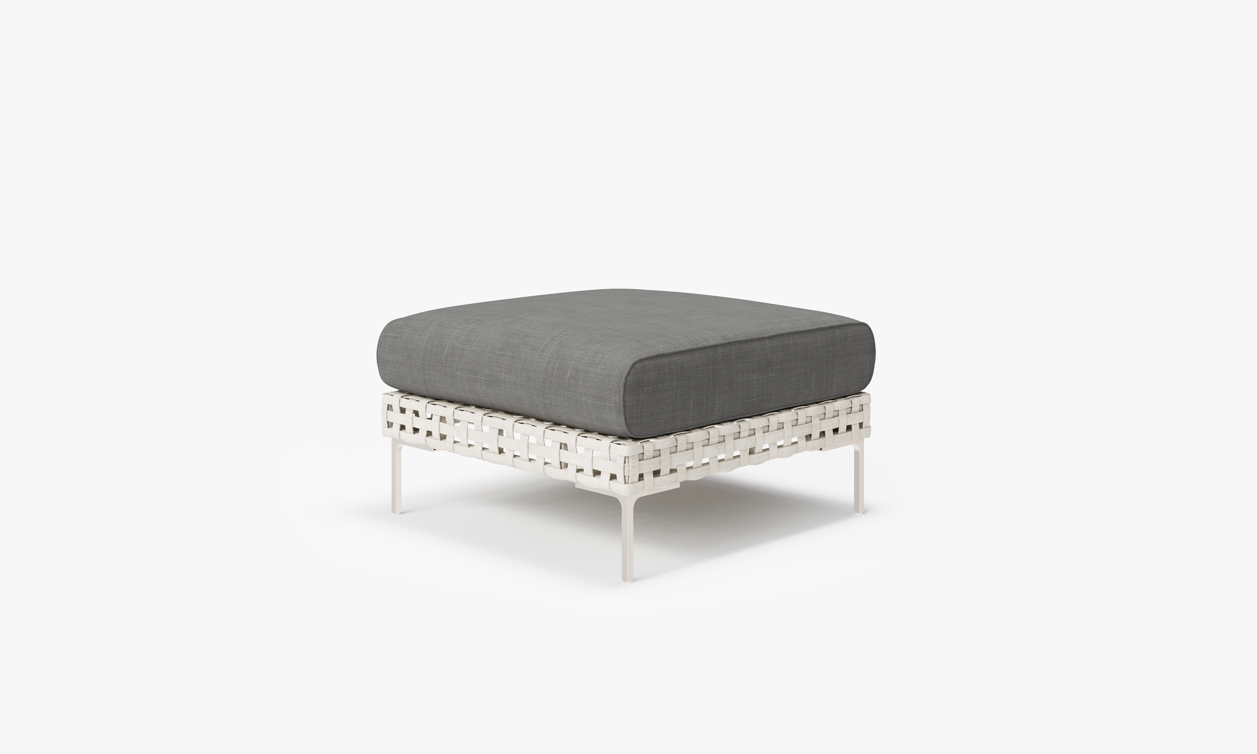 Open Weave Wicker Outdoor Ottoman in Dark Pebble Gray #color_dark pebble gray