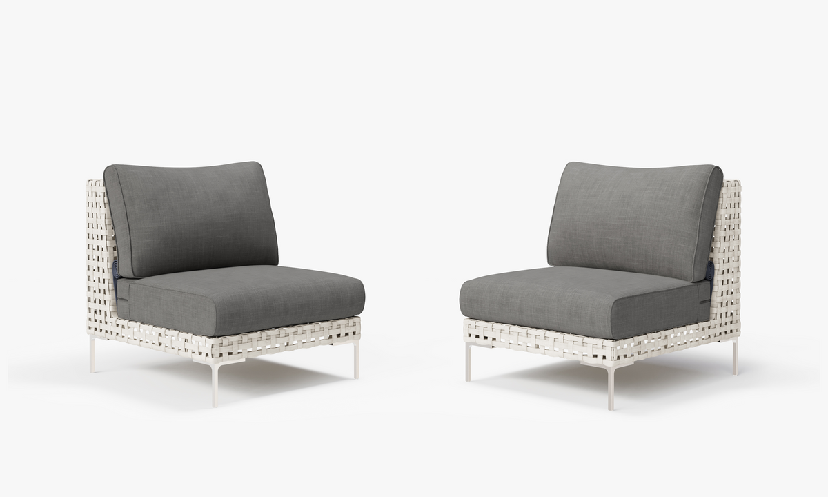 Open Weave Wicker Outdoor Armless Chair Conversation Set in Dark Pebble Gray #color_dark pebble gray