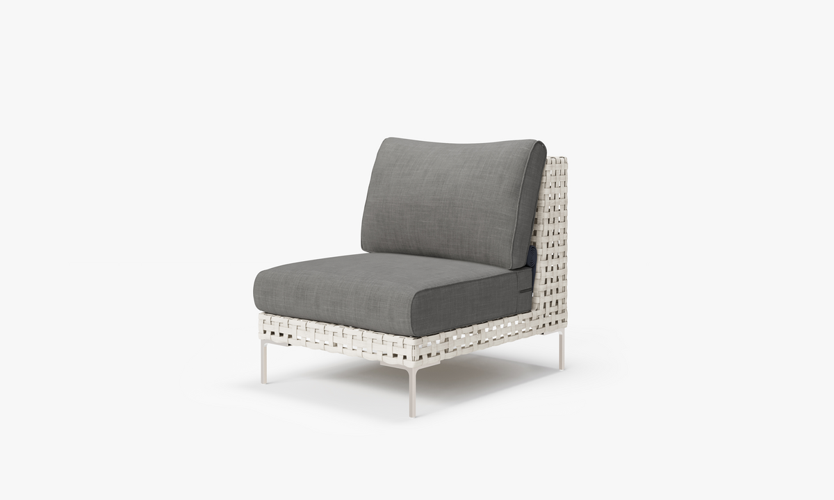 Open Weave Wicker Armless Chair in Dark Pebble Gray #color_dark pebble gray