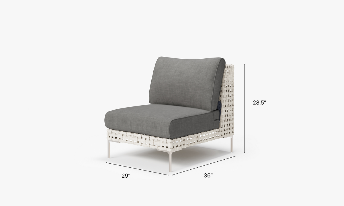 Open Weave Wicker Armless Chair in Dark Pebble Gray #color_dark pebble gray