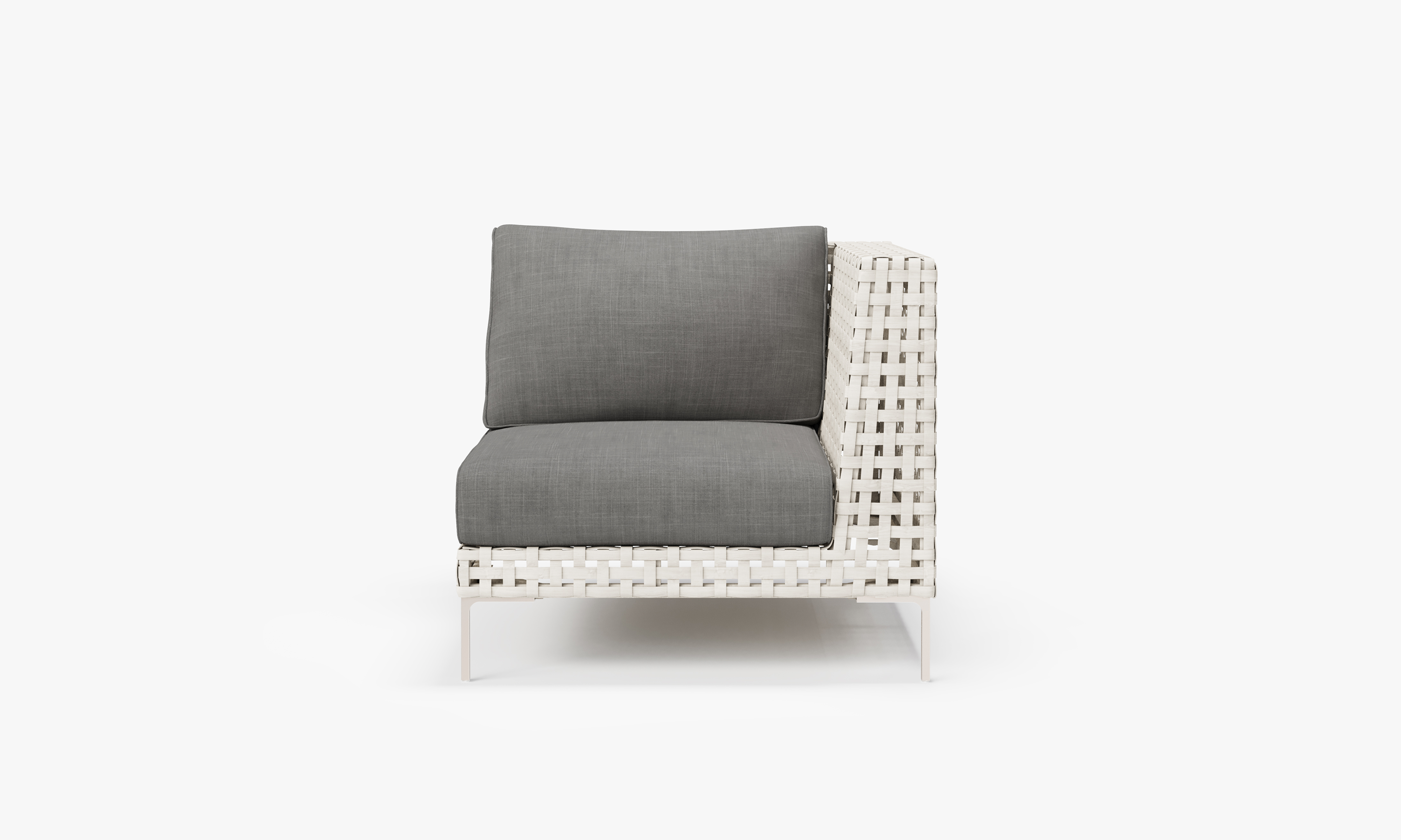 Open Weave Wicker Outdoor Corner Chair - Left/Right in Dark Pebble Gray #color_dark pebble gray