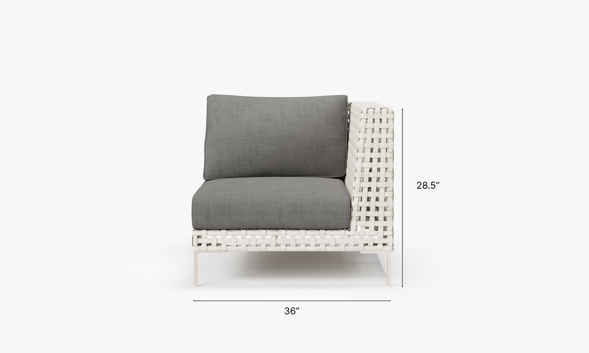 Open Weave Wicker Outdoor Corner Chair - Left/Right in Dark Pebble Gray #color_dark pebble gray