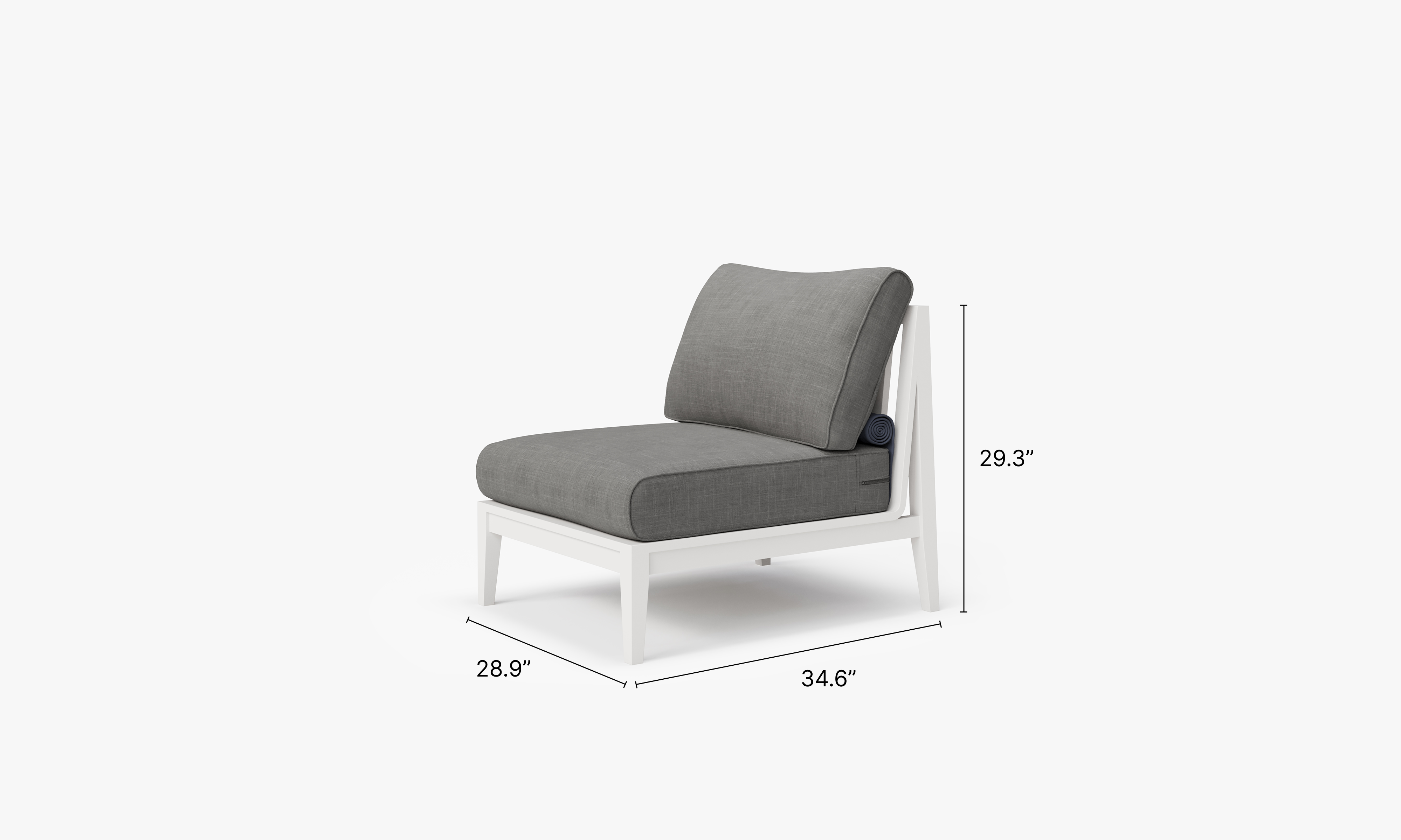 White Aluminum Outdoor Armless Chair #color_dark pebble gray