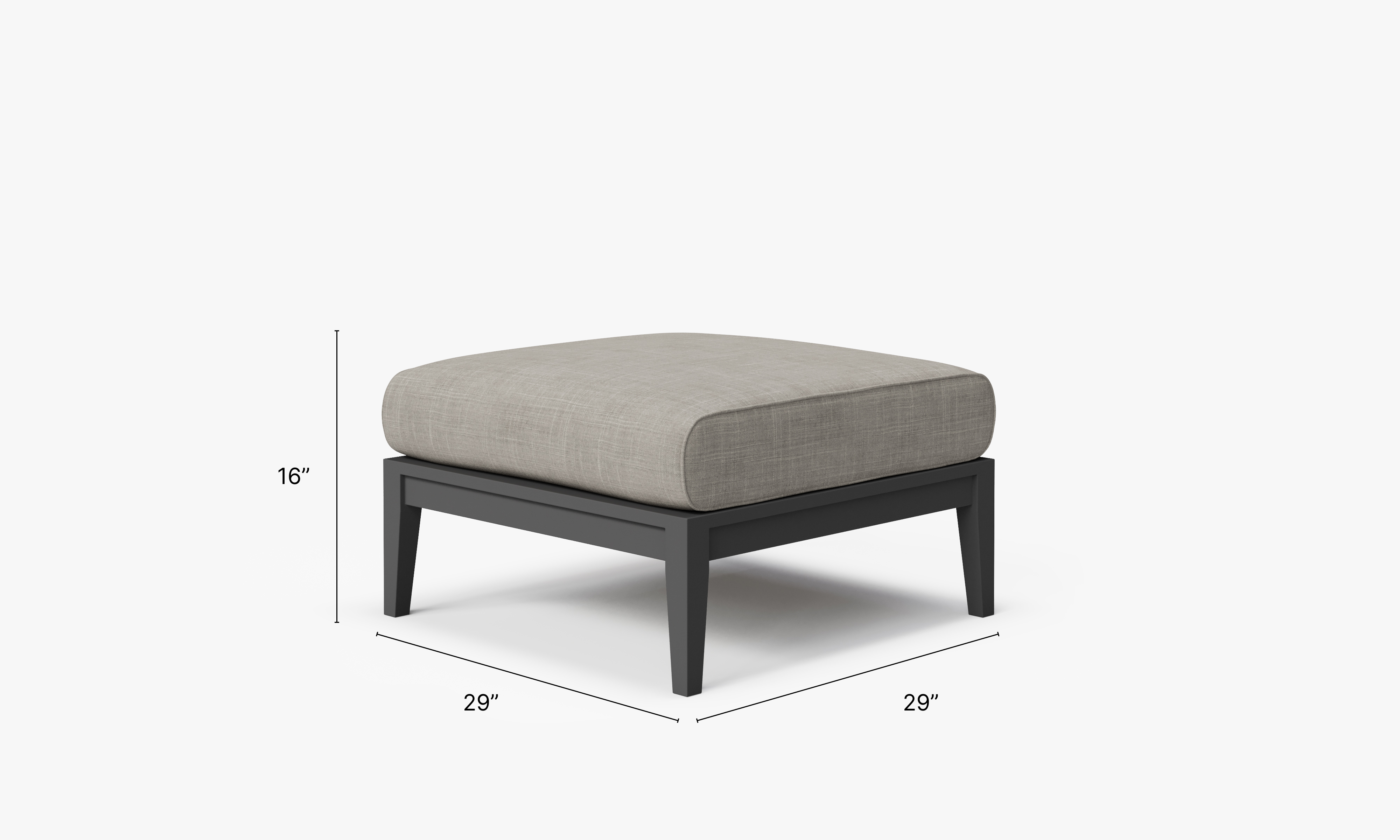 Charcoal Aluminum Outdoor Ottoman dimensions in inches, also listed under Dimensions and Weights. #color_sandstone gray