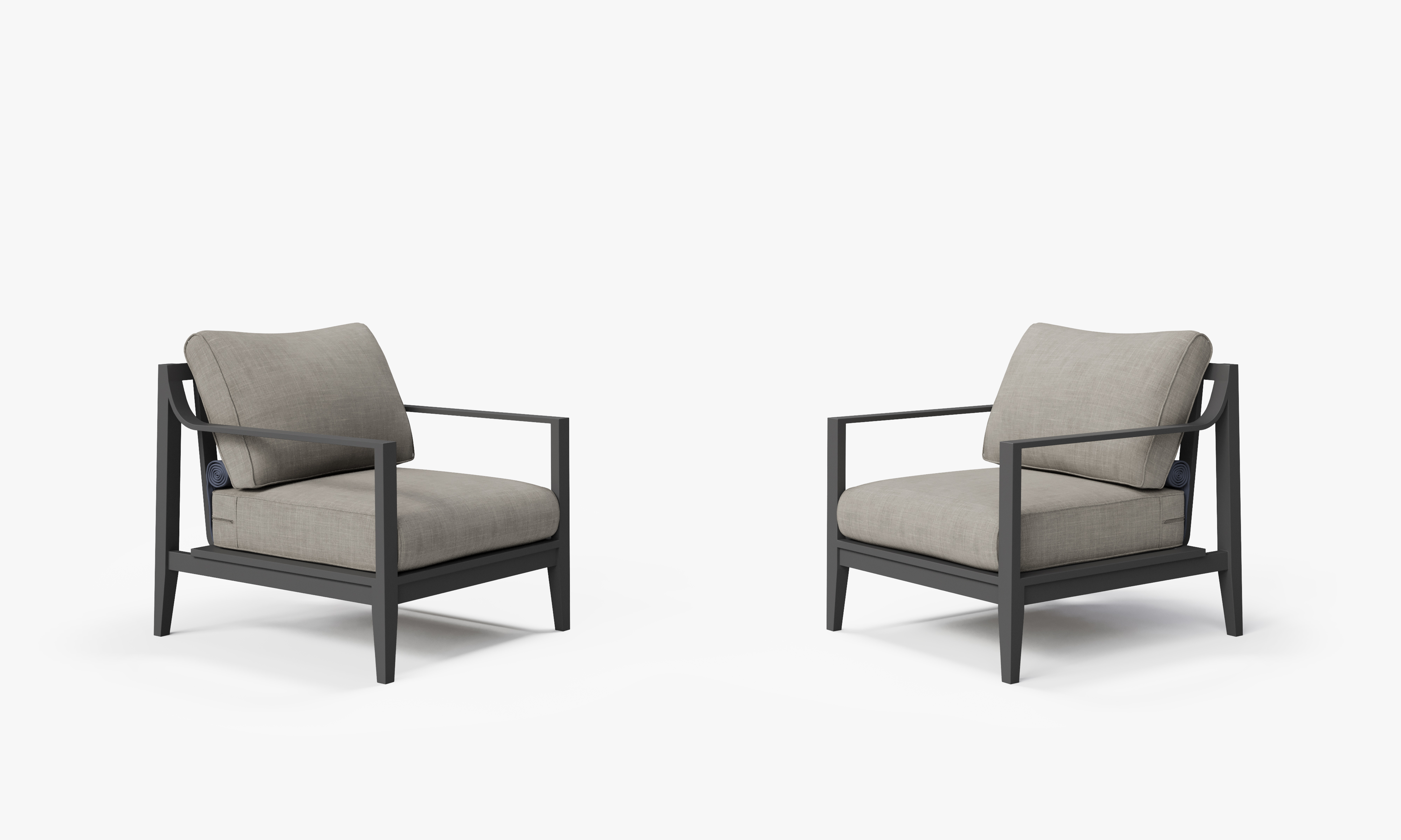 Charcoal Aluminum Outdoor Armchair Conversation Set, front. Comfortable, durable, and weather resistant outdoor seating with memory foam. #color_sandstone gray
