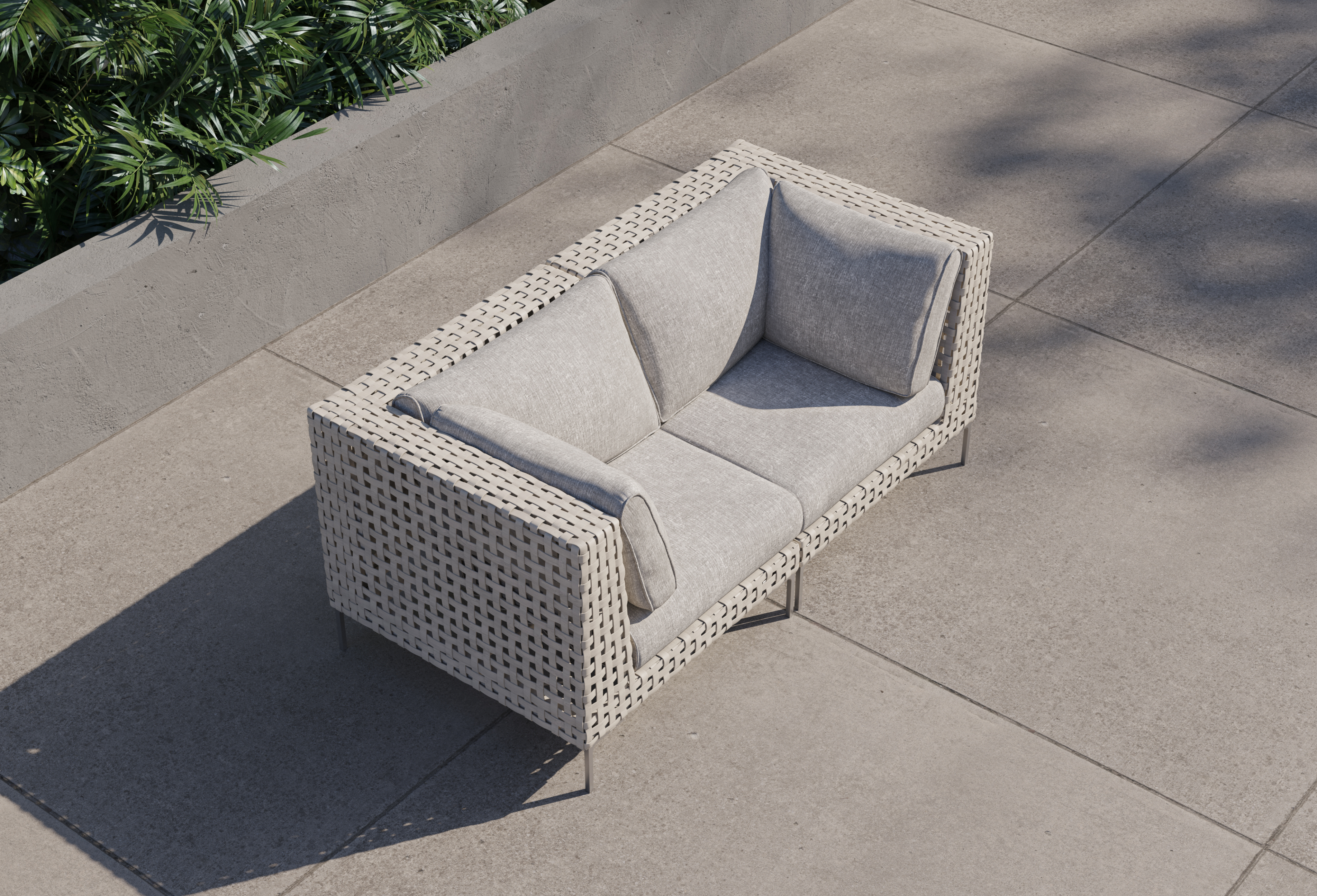 Open Weave Wicker Outdoor Loveseat #color_sandstone gray