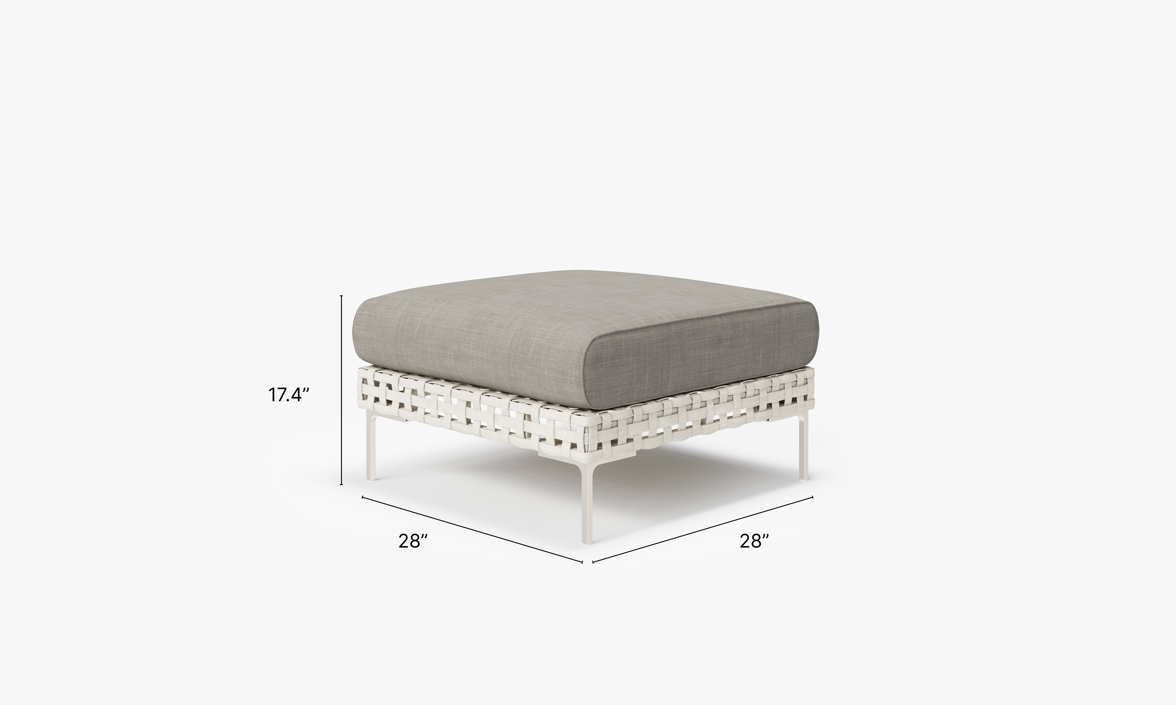 Open Weave Wicker Outdoor Ottoman in Sandstone Gray #color_sandstone gray