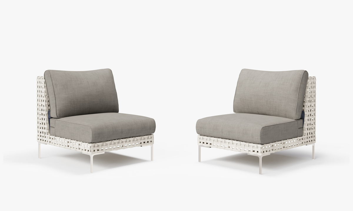 Open Weave Wicker Outdoor Armless Chair Conversation Set in Sandstone Gray #color_sandstone gray