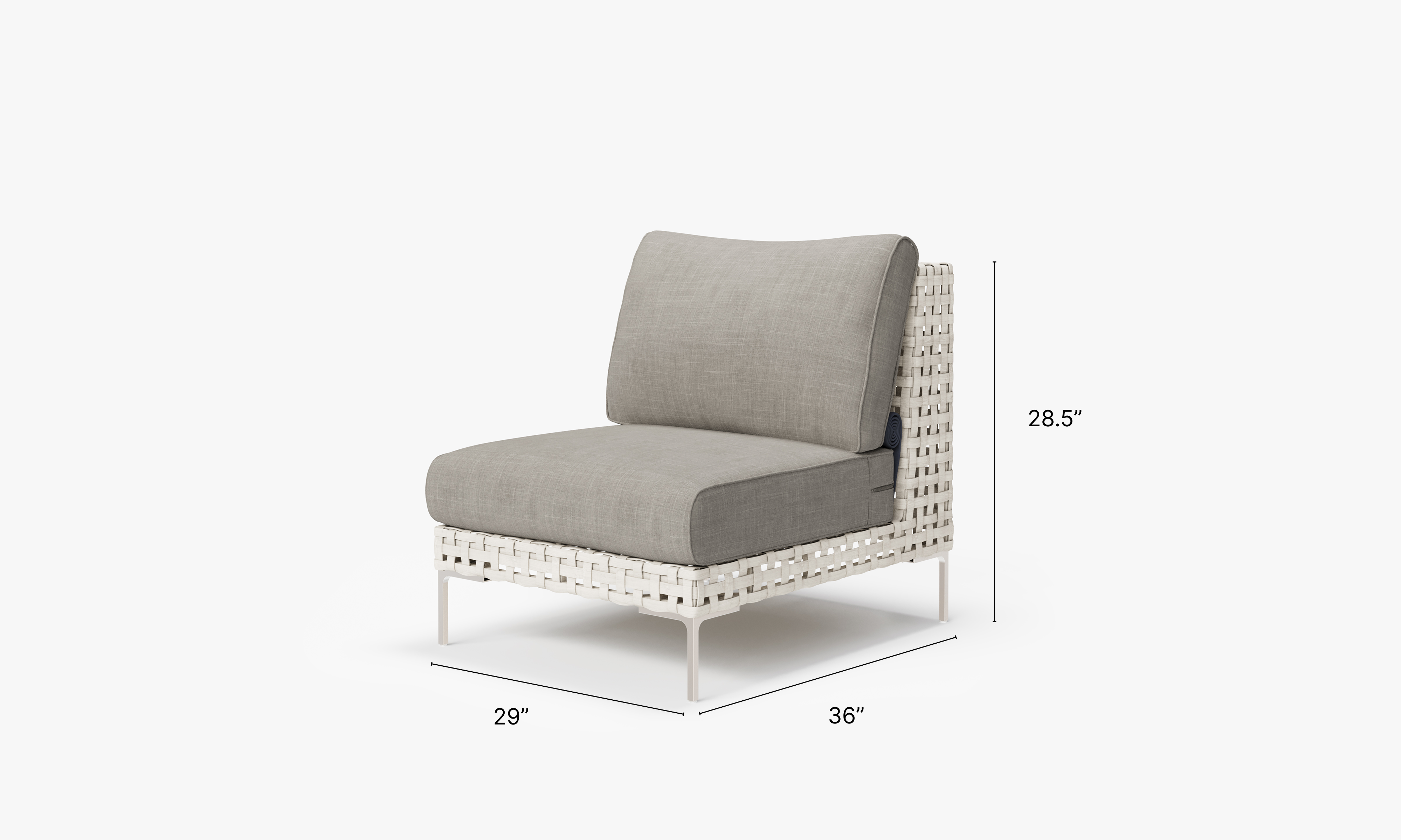 Open Weave Wicker Armless Chair in Sandstone Gray #color_sandstone gray