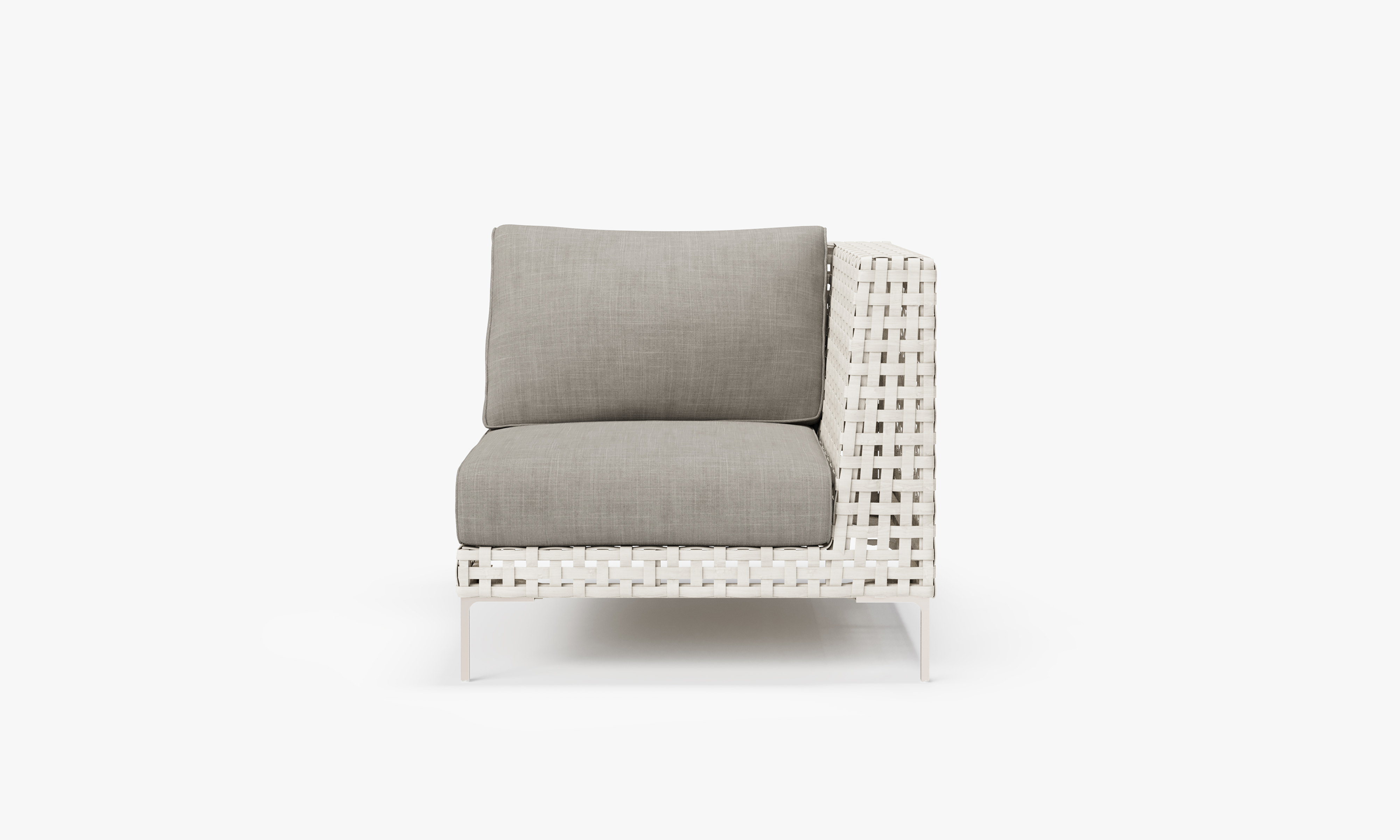 Open Weave Wicker Outdoor Corner Chair - Left/Right in Sandstone Gray #color_sandstone gray