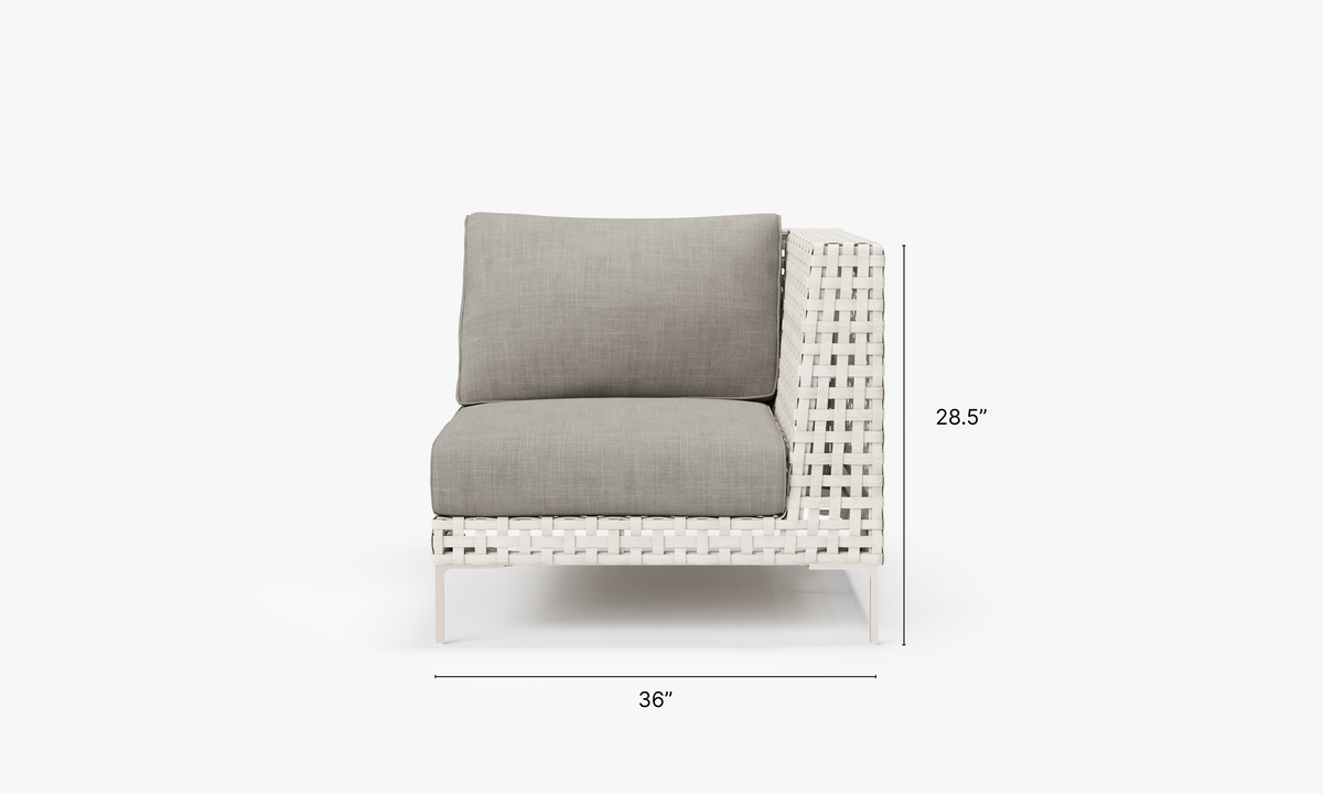 Open Weave Wicker Outdoor Corner Chair - Left/Right in Sandstone Gray #color_sandstone gray