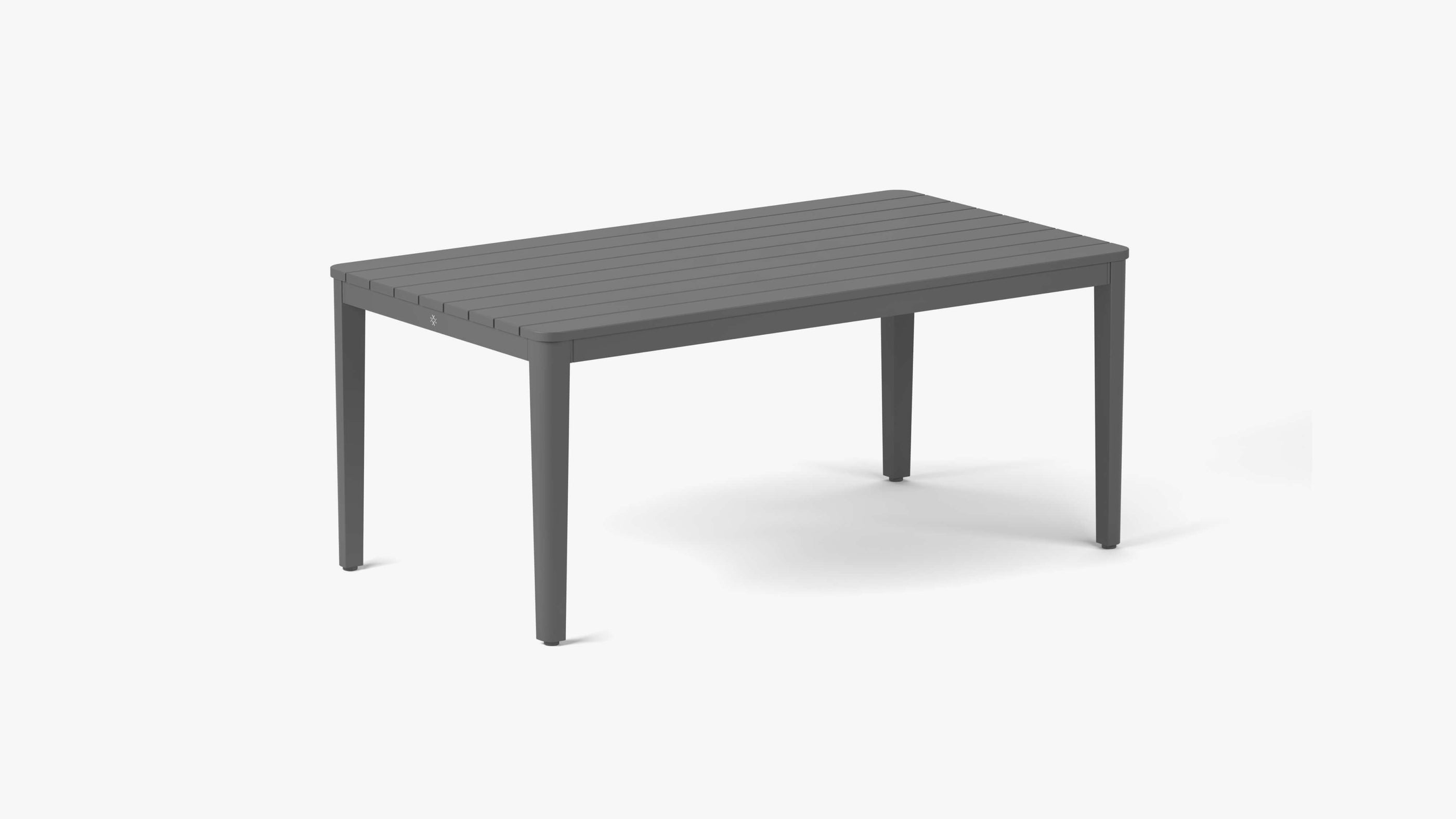 Outdoor side table for drinks and small plates beside a fire pit seating area
