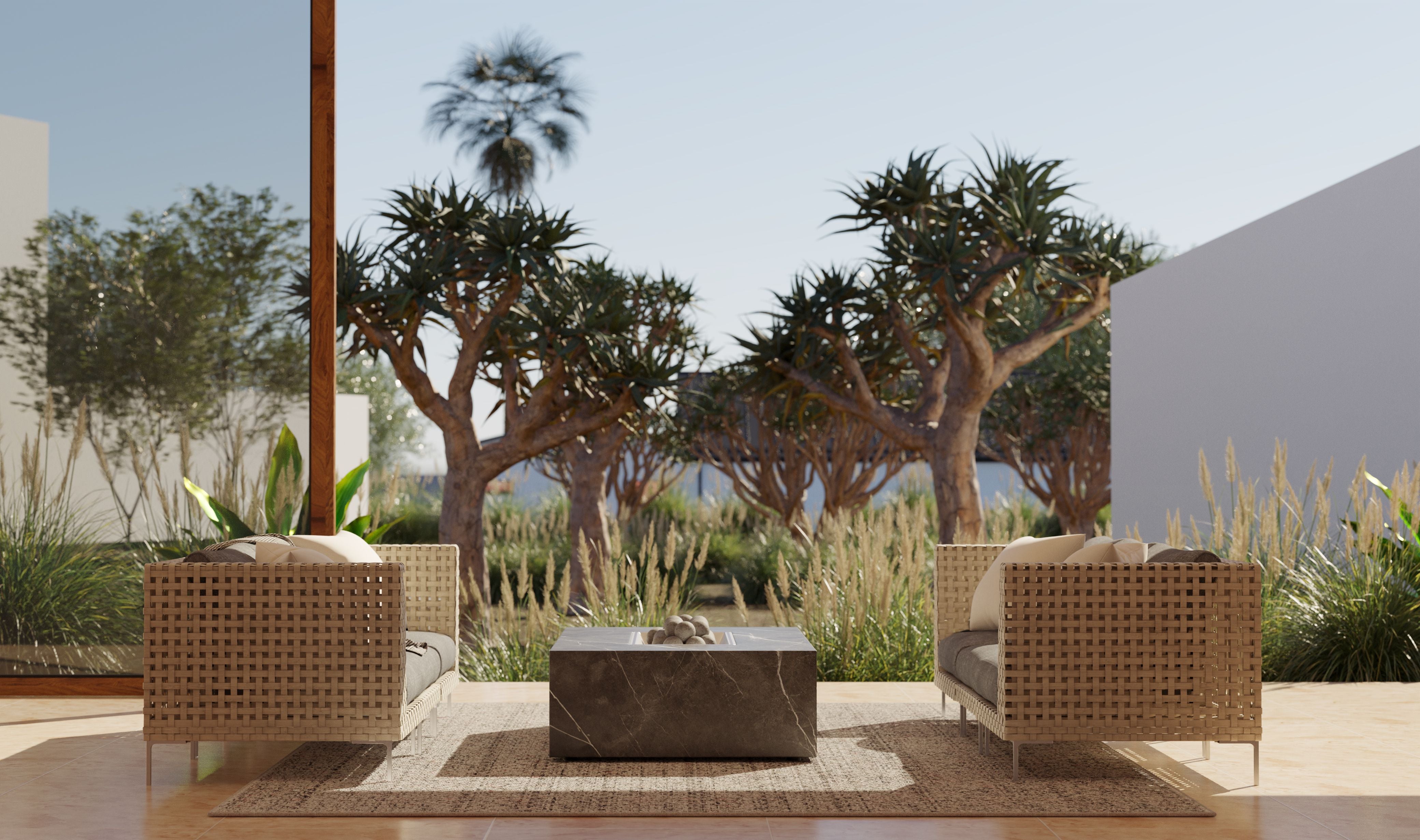Open Weave Wicker Outdoor Sectional Chair